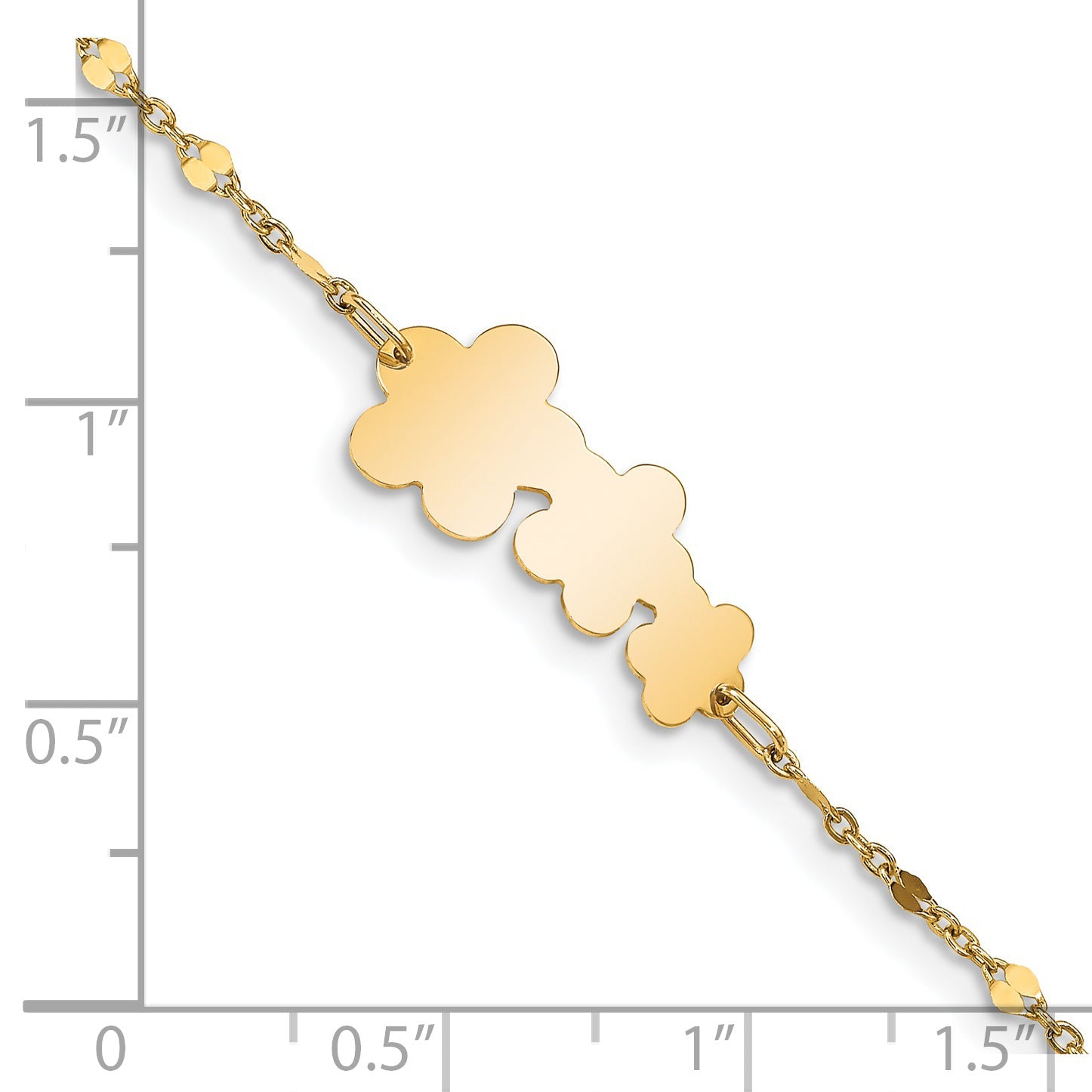 5.5 Inch 14K Children'S Polished Flowers W/1 In Ext. Bracelet