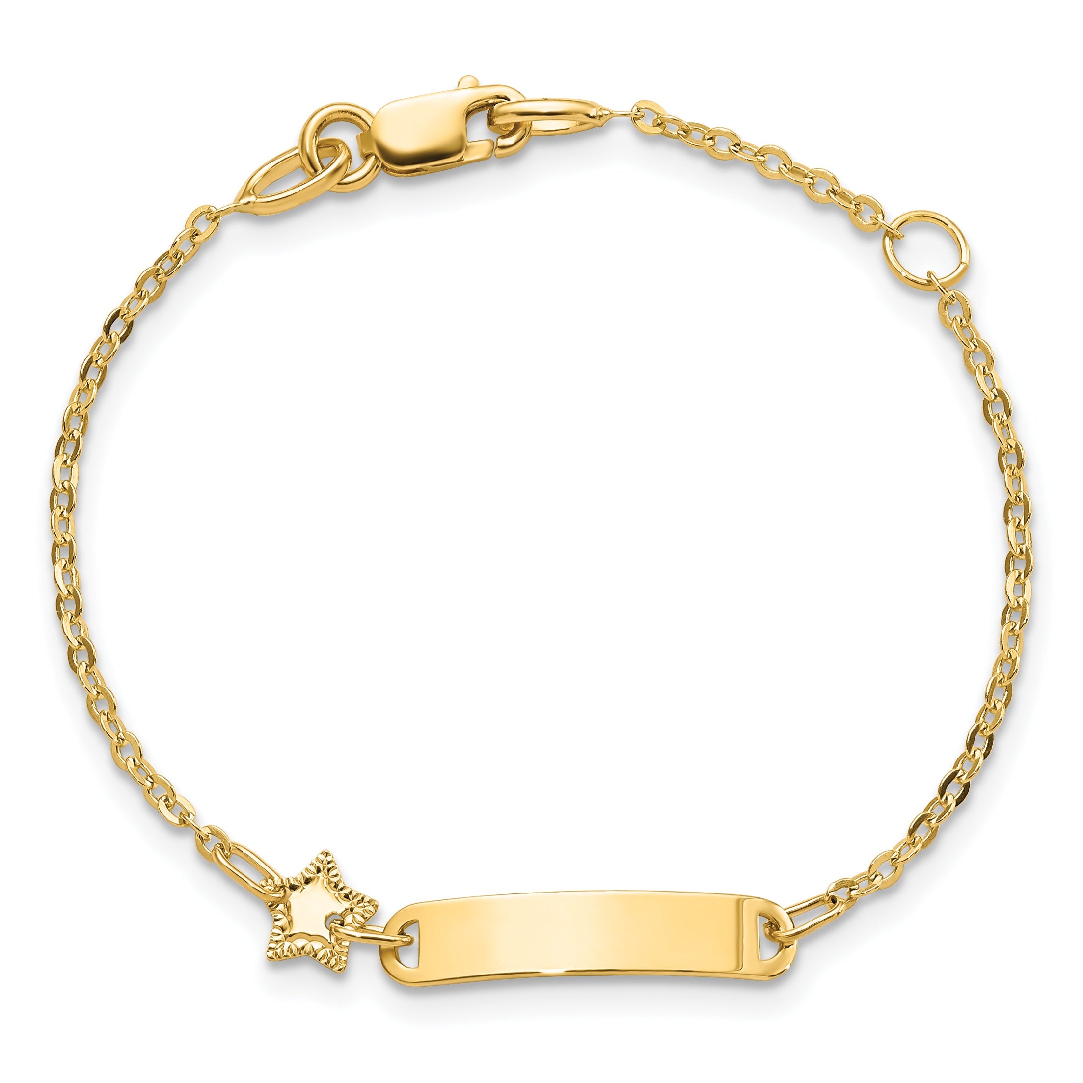 5.5 Inch 14K Polished Id With Star Childrens Bracelet