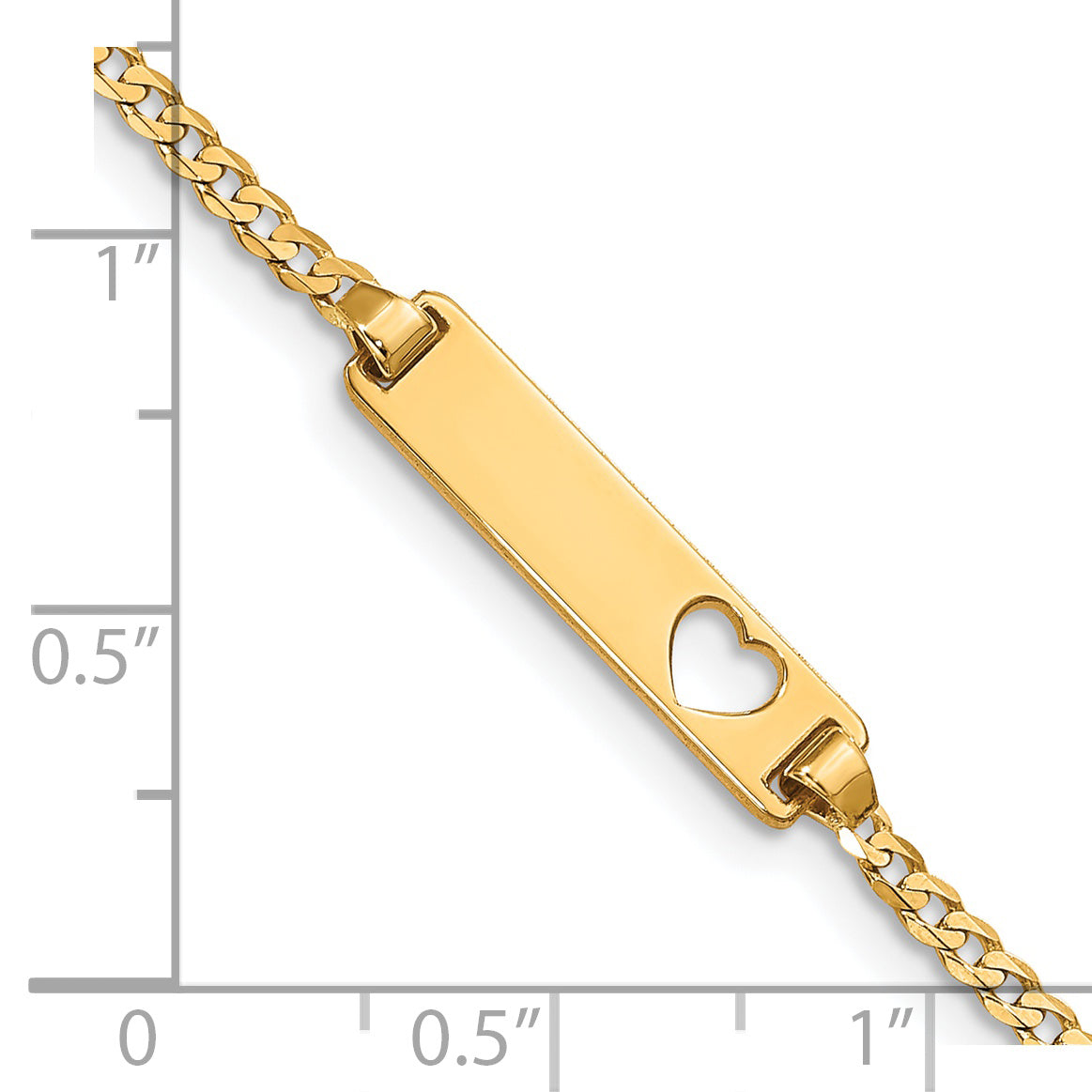 5.5 Inch 14K Cut-Out Heart Curb Link Id Bracelet