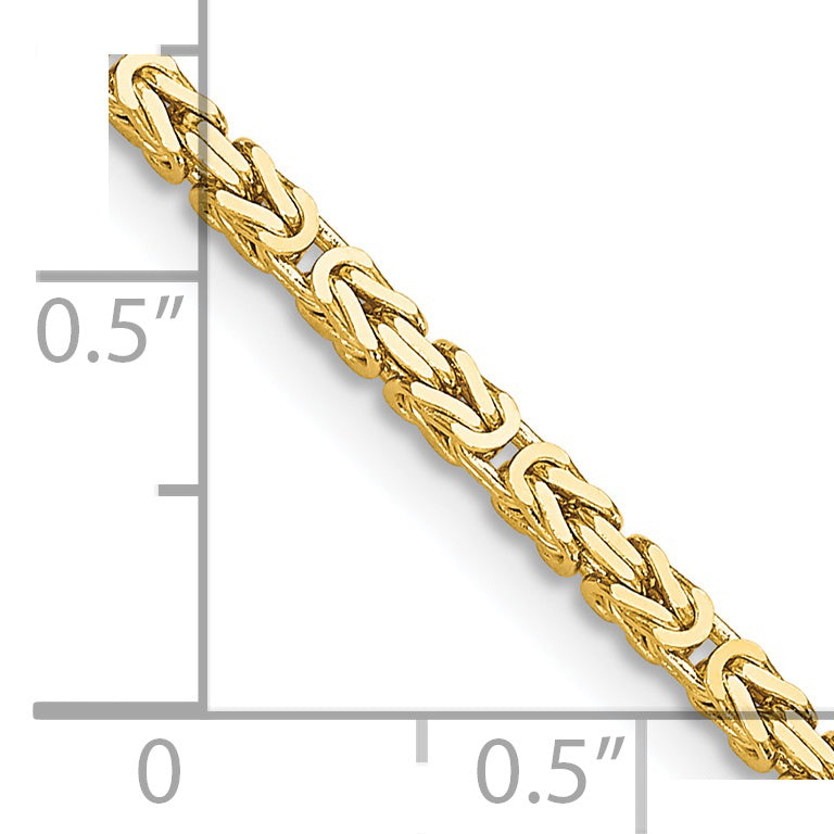 8 Inch 14K Yellow Gold 2mm Byzantine Chain Bracelet