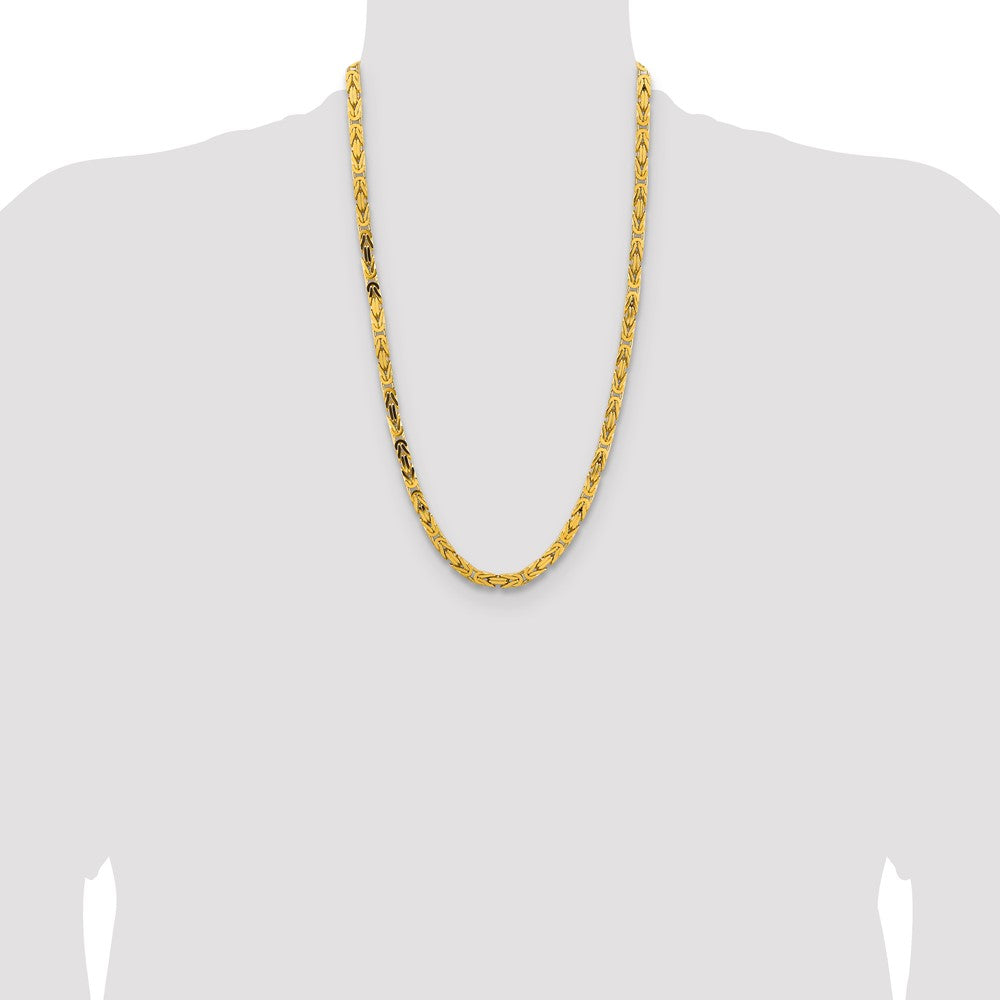 14K Yellow Gold 26 Inch 5.25mm Byzantine With Lobster Clasp Chain Necklace