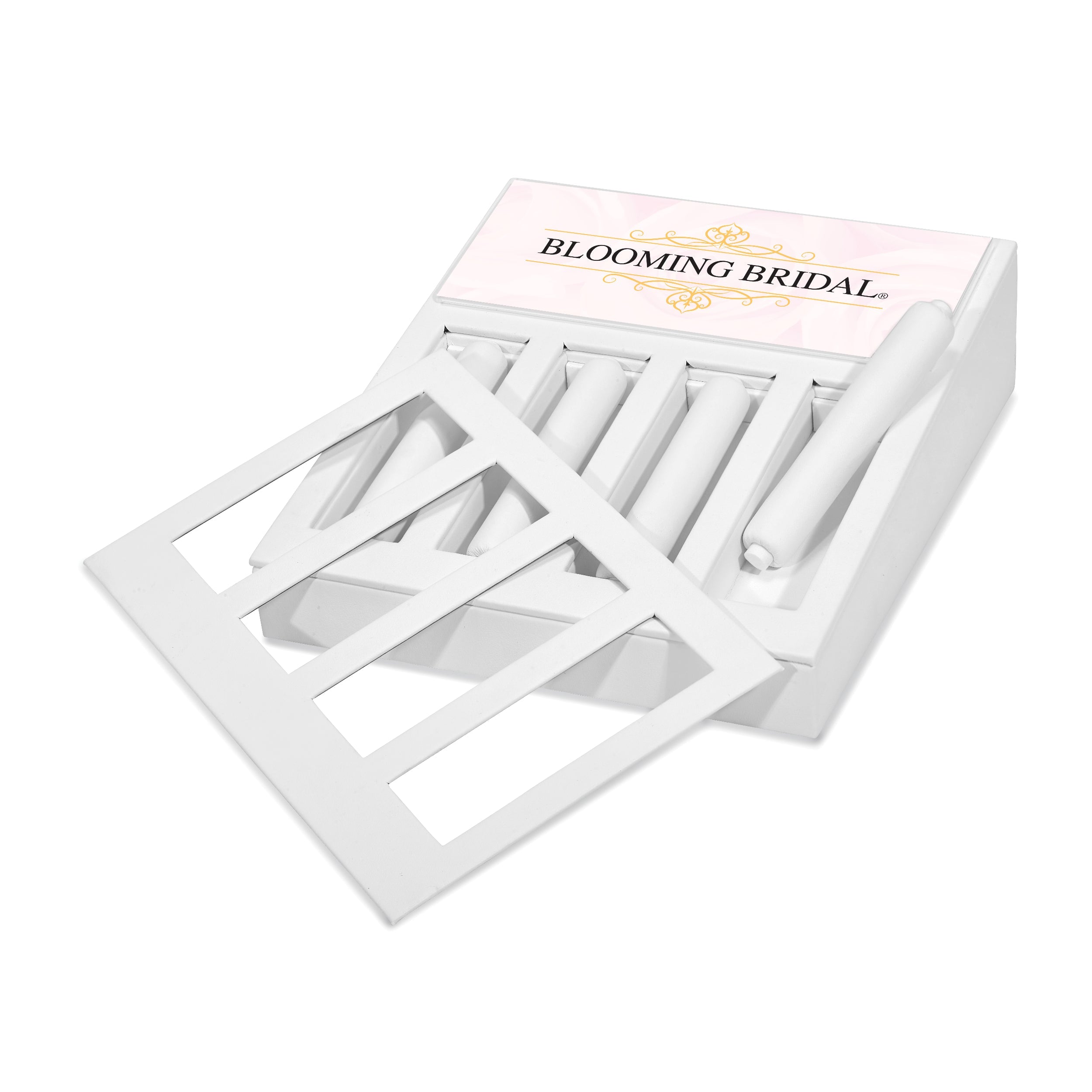 Non Metal Blooming Bridal 4 Ring-Rod Display With Signage