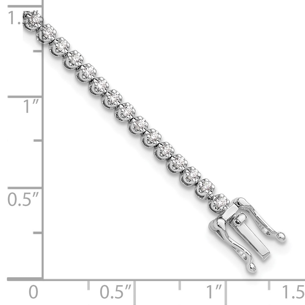 14k White Gold 1 Ct. Lab Grown Diamond VS/SI+ G+ Round Tennis Bracelet