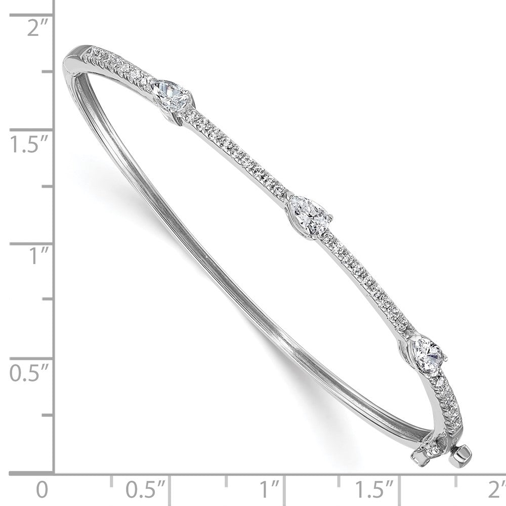 14K White Gold True Origin 1 3/8 Carat Lab Grown Diamond Vs D E F Round And Pear 6.75 Inch Bangle