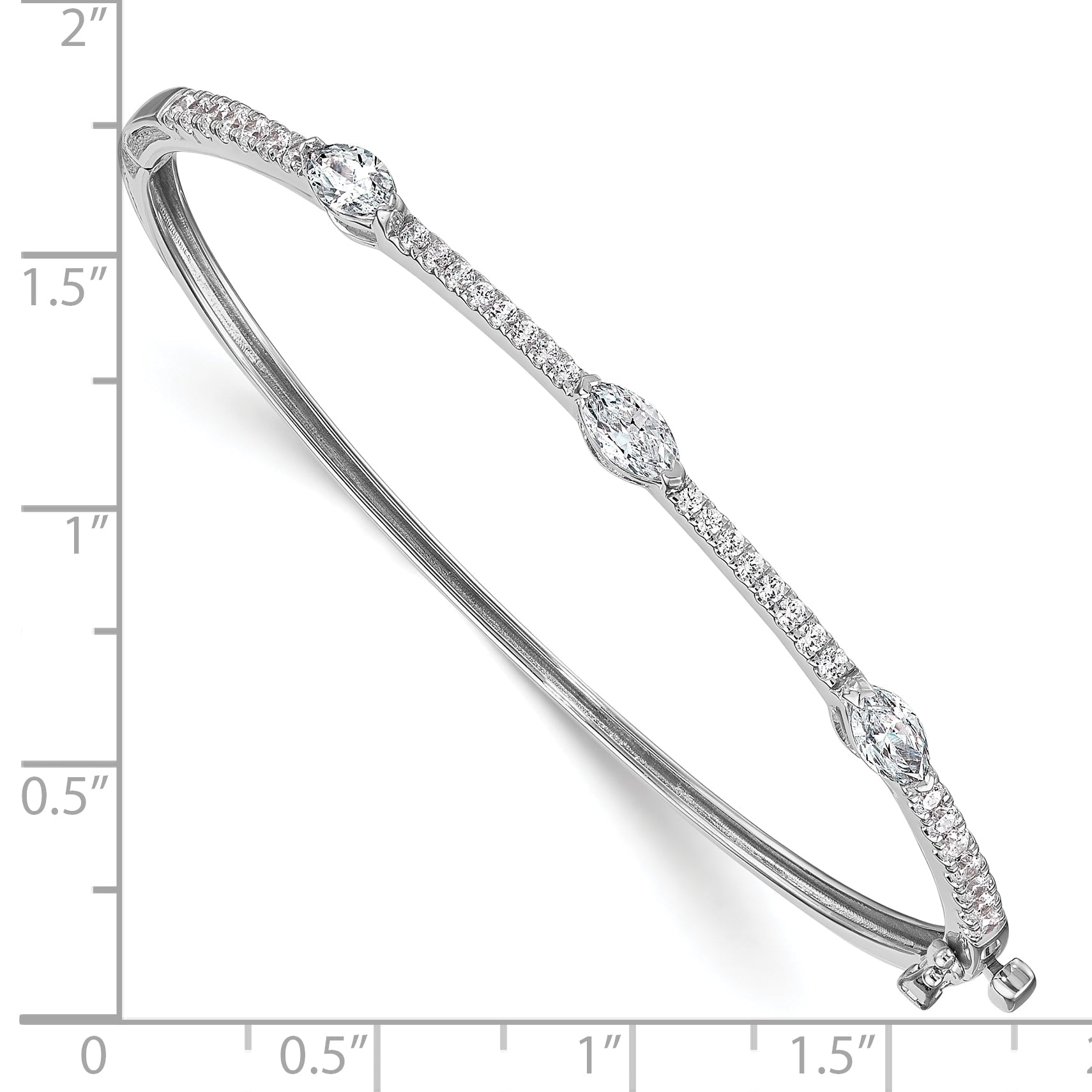 14K White Gold True Origin 1 5/8 Carat Lab Grown Diamond Vs D E F Round And Marquise 6.75 Inch Bangle