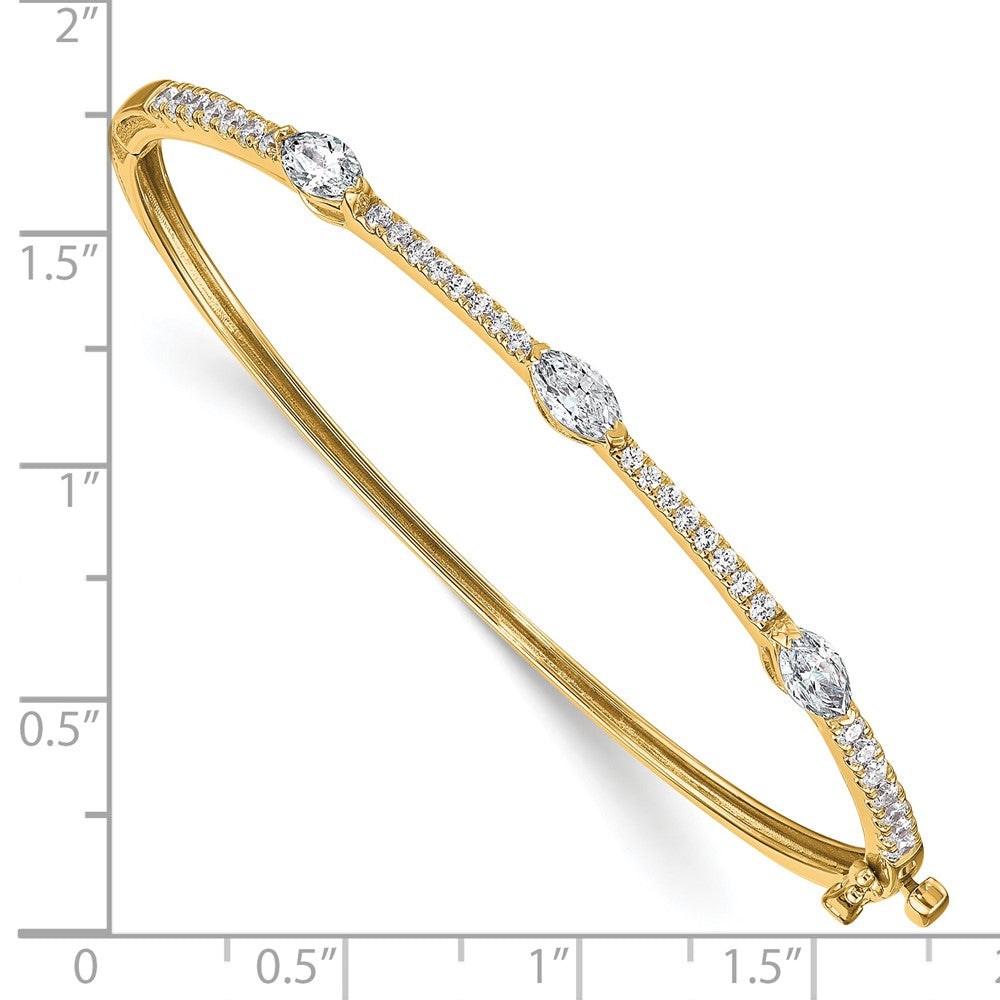 14K Yellow Gold True Origin 1 5/8 Carat Lab Grown Diamond Vs D E F Round And Marquise 6.75 Inch Bangle