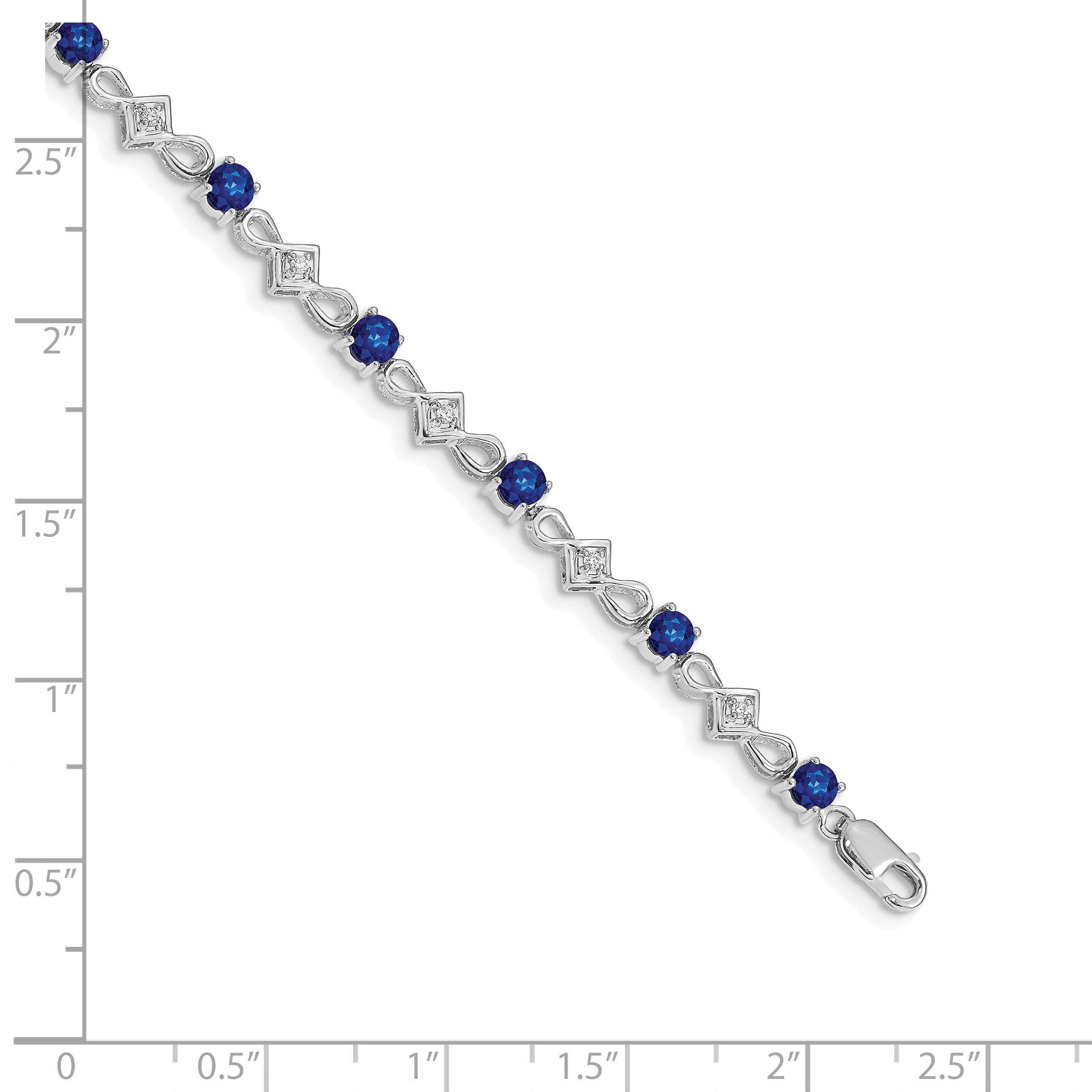 10K White Gold Diamond And Sapphire Bracelet