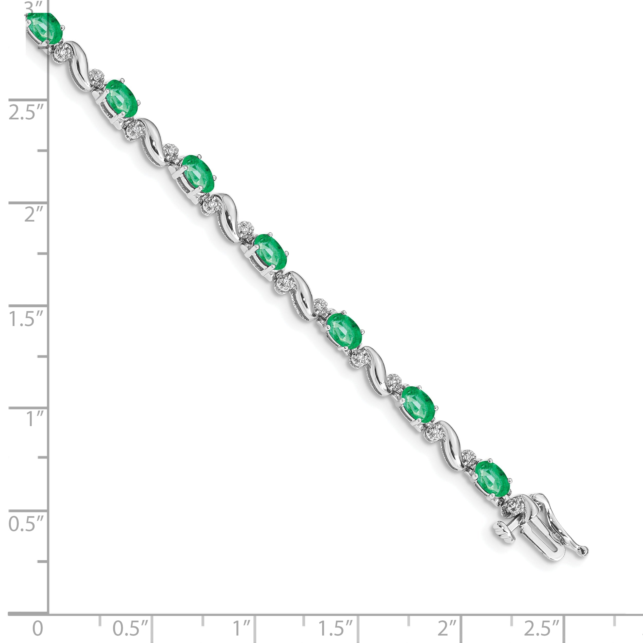 10K White Gold Diamond And Emerald Bracelet