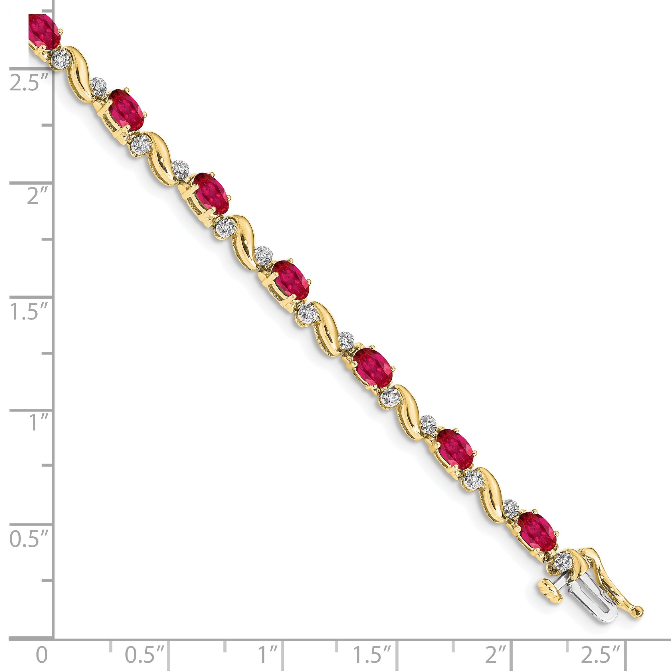 10K Yellow Gold Diamond And Ruby Bracelet