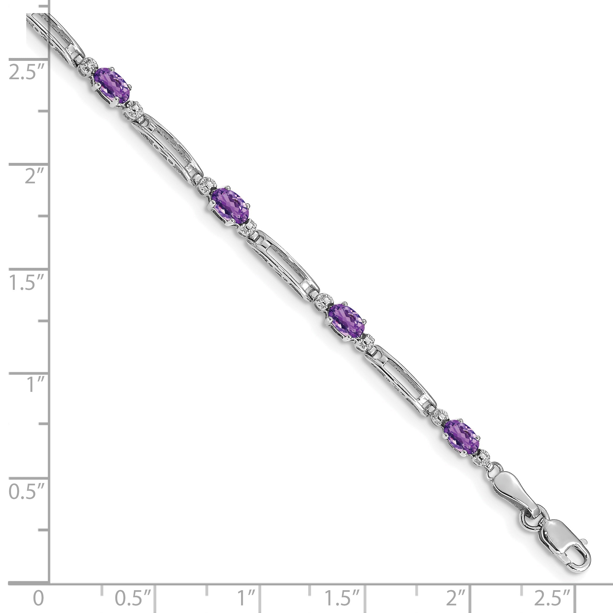 10K White Gold Diamond And Amethyst Bracelet