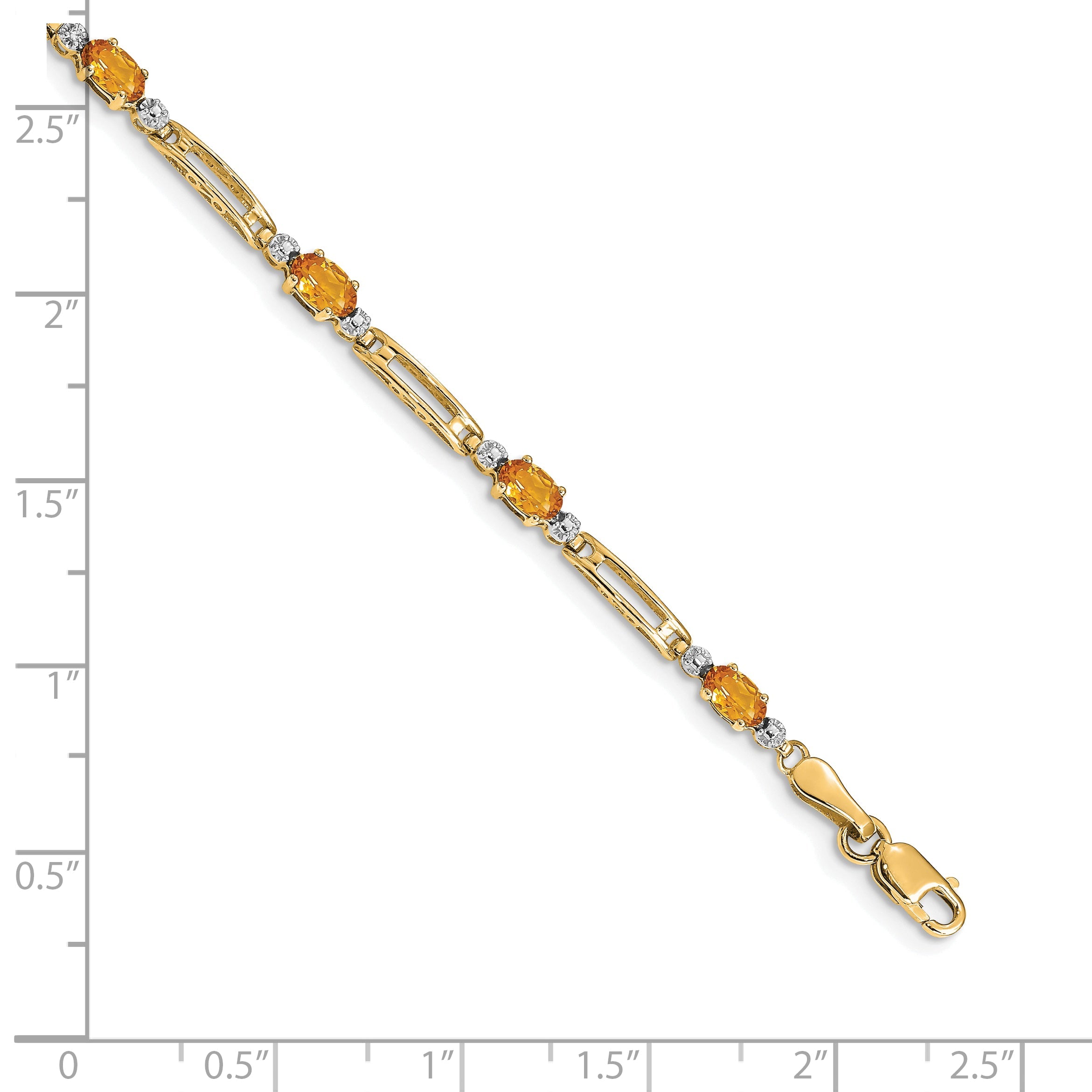 10K Yellow Gold Diamond And Citrine Bracelet