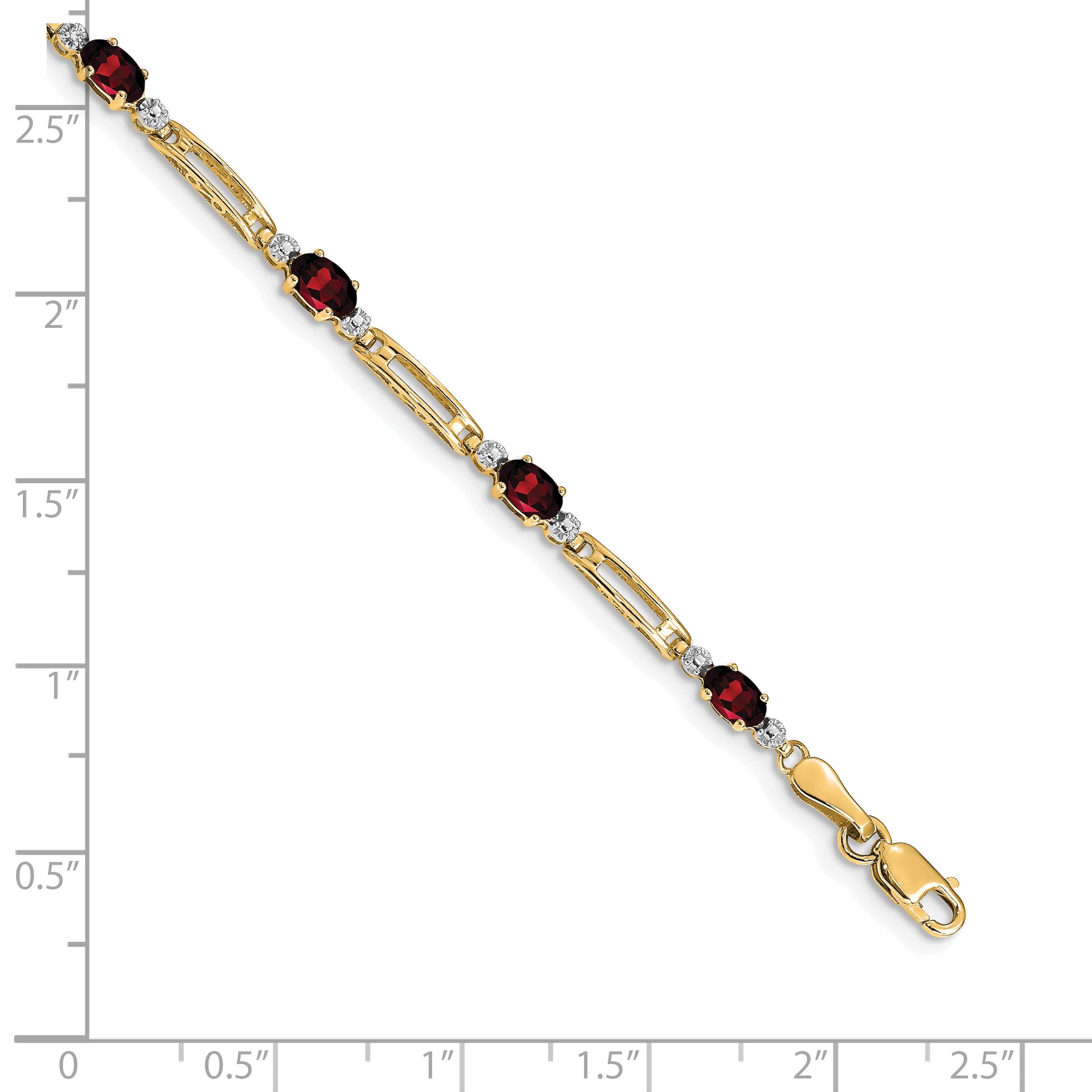 10K Yellow Gold Diamond And Garnet Bracelet