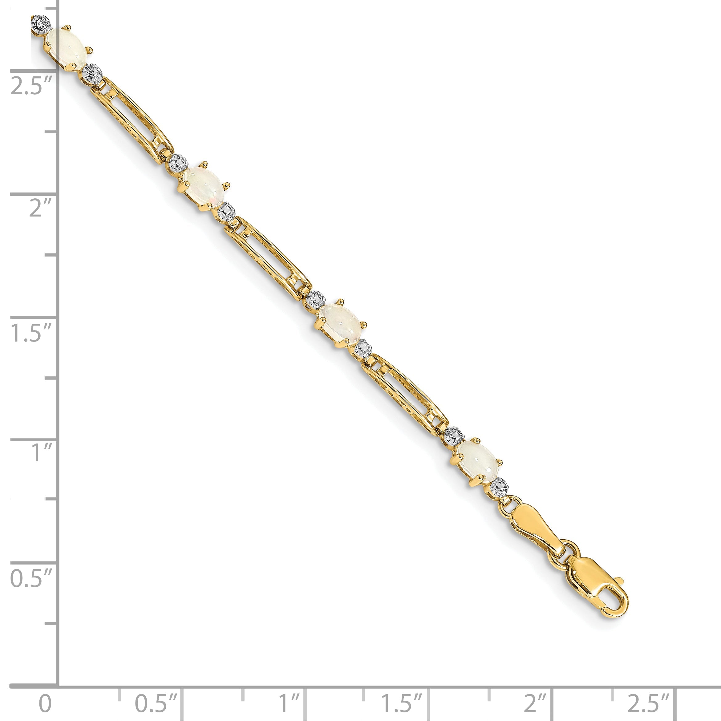 10K Yellow Gold Fancy Diamond And Opal Bracelet