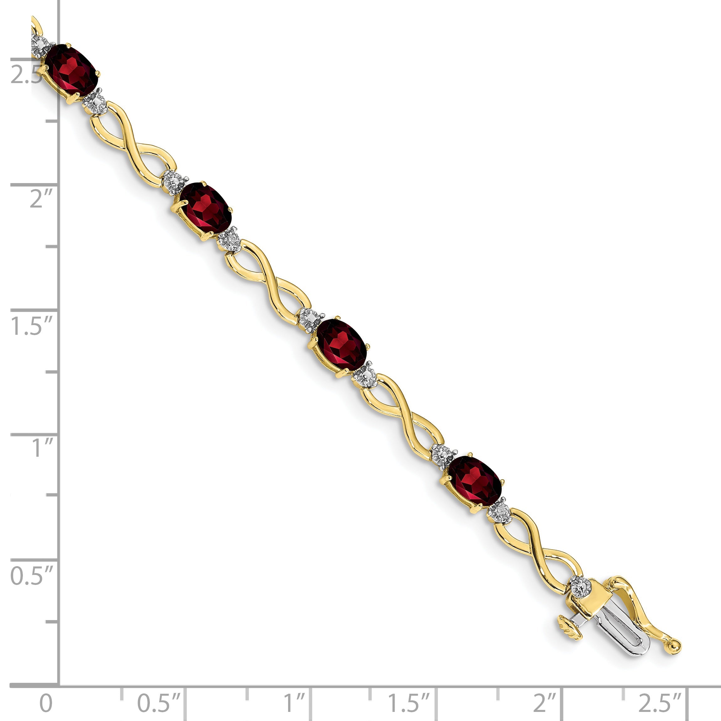 10K Yellow Gold Garnet And Diamond Infinity Bracelet