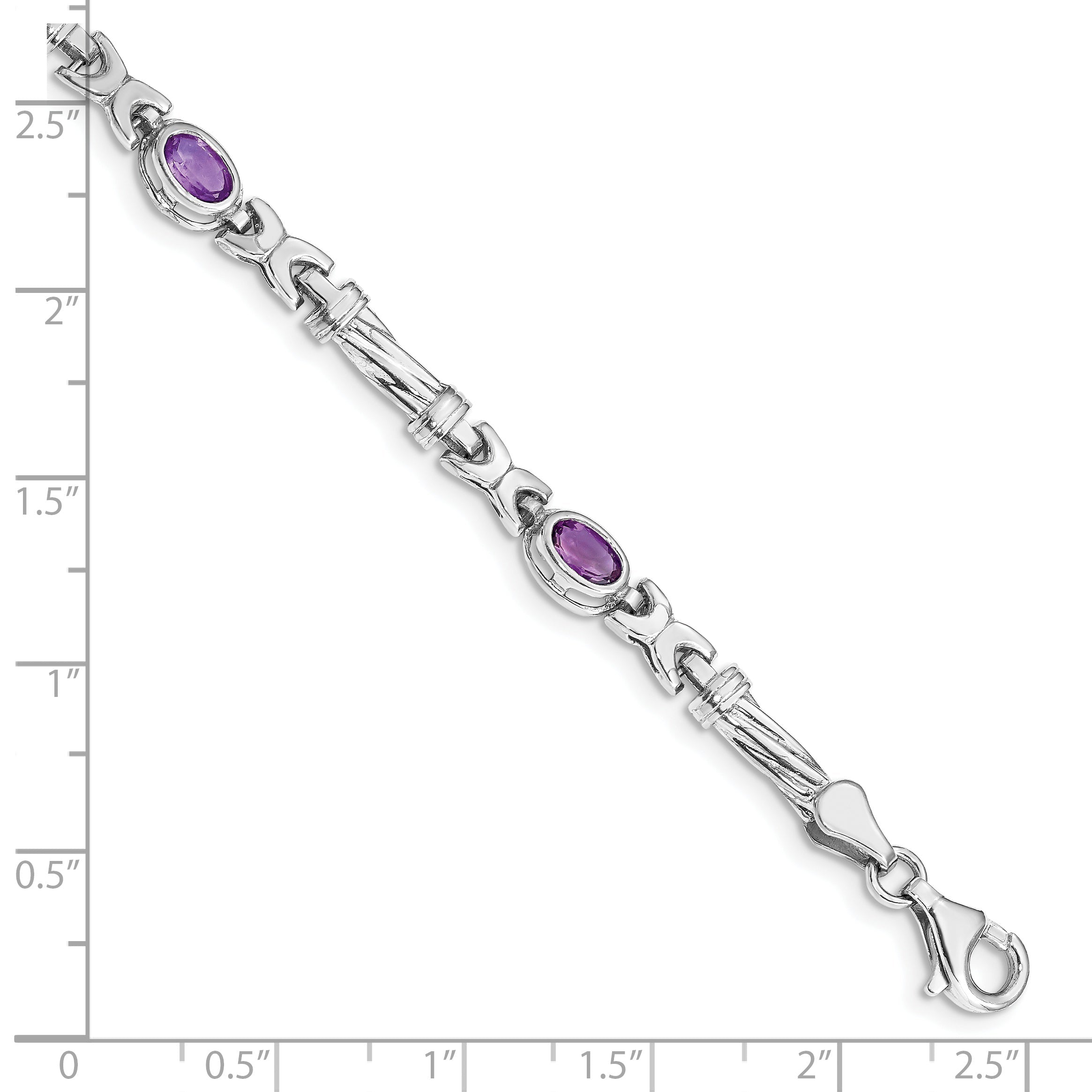 10K White Gold Amethyst 4 Stone Bracelet