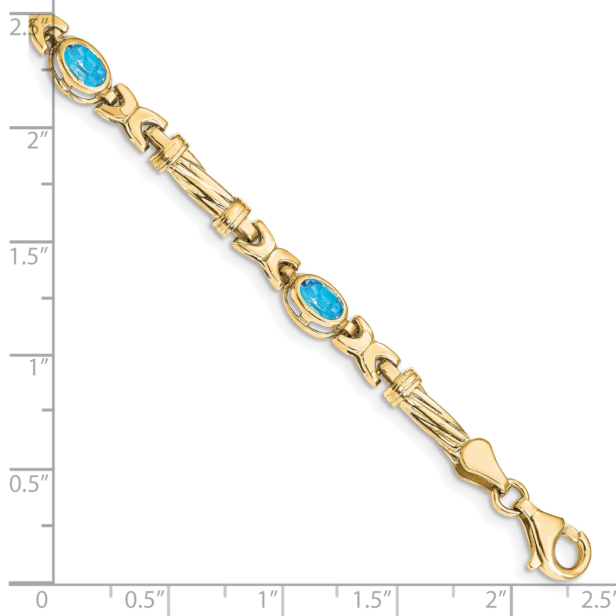 10K Yellow Gold Blue Topaz 4 Stone Bracelet