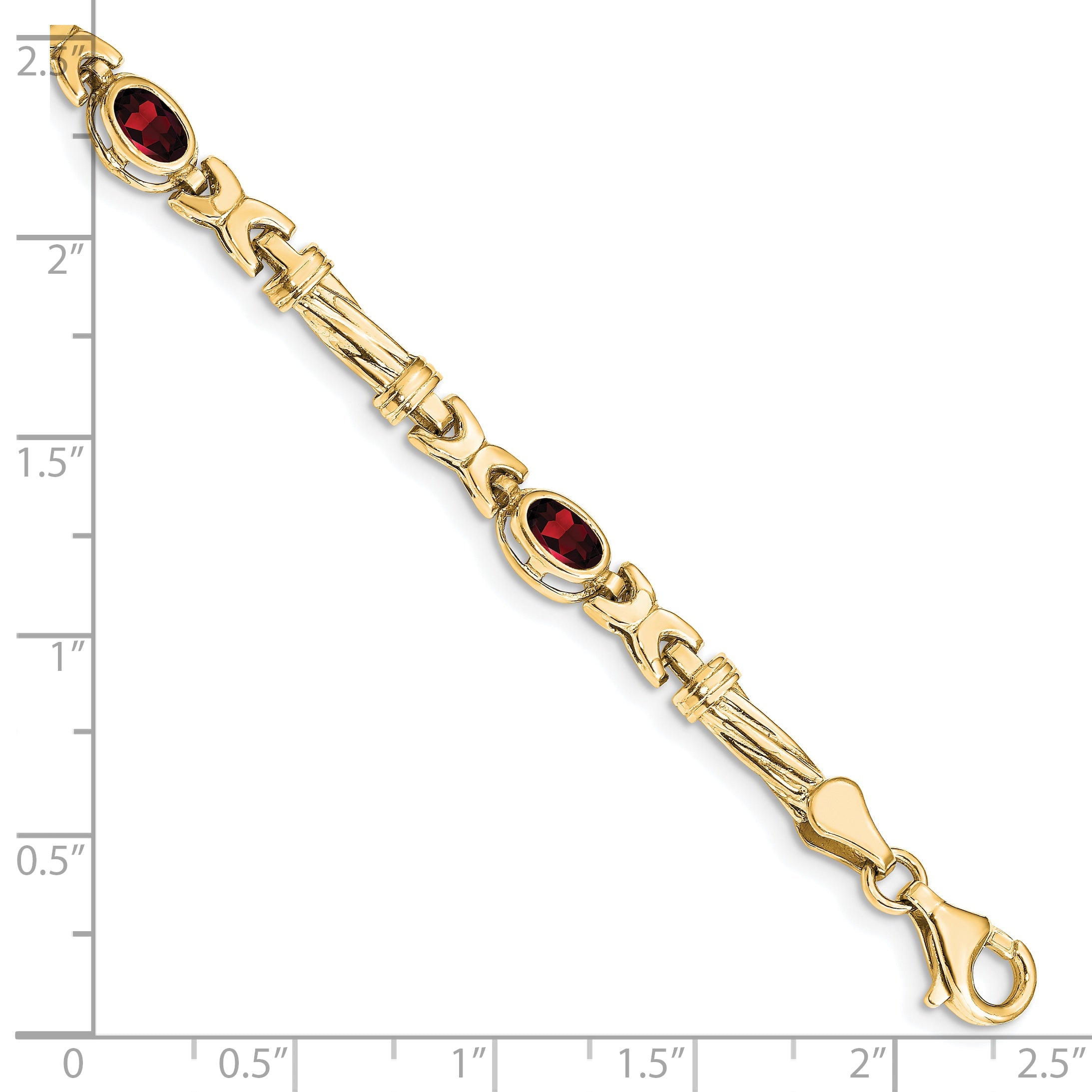 10K Yellow Gold Garnet 4 Stone Bracelet