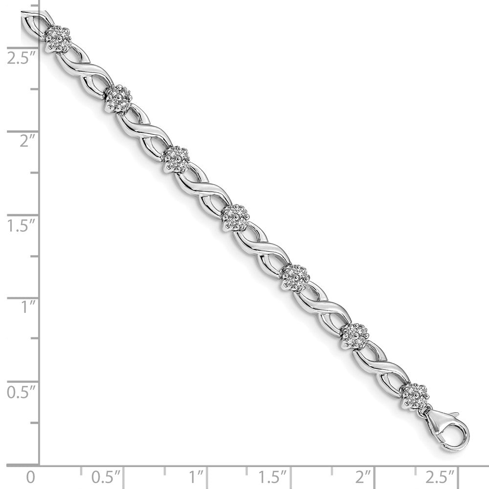 14k White Gold 1 Ct. Lab Grown Diamond VS/SI+ G+ 7 inch Flower Infinity Bracelet