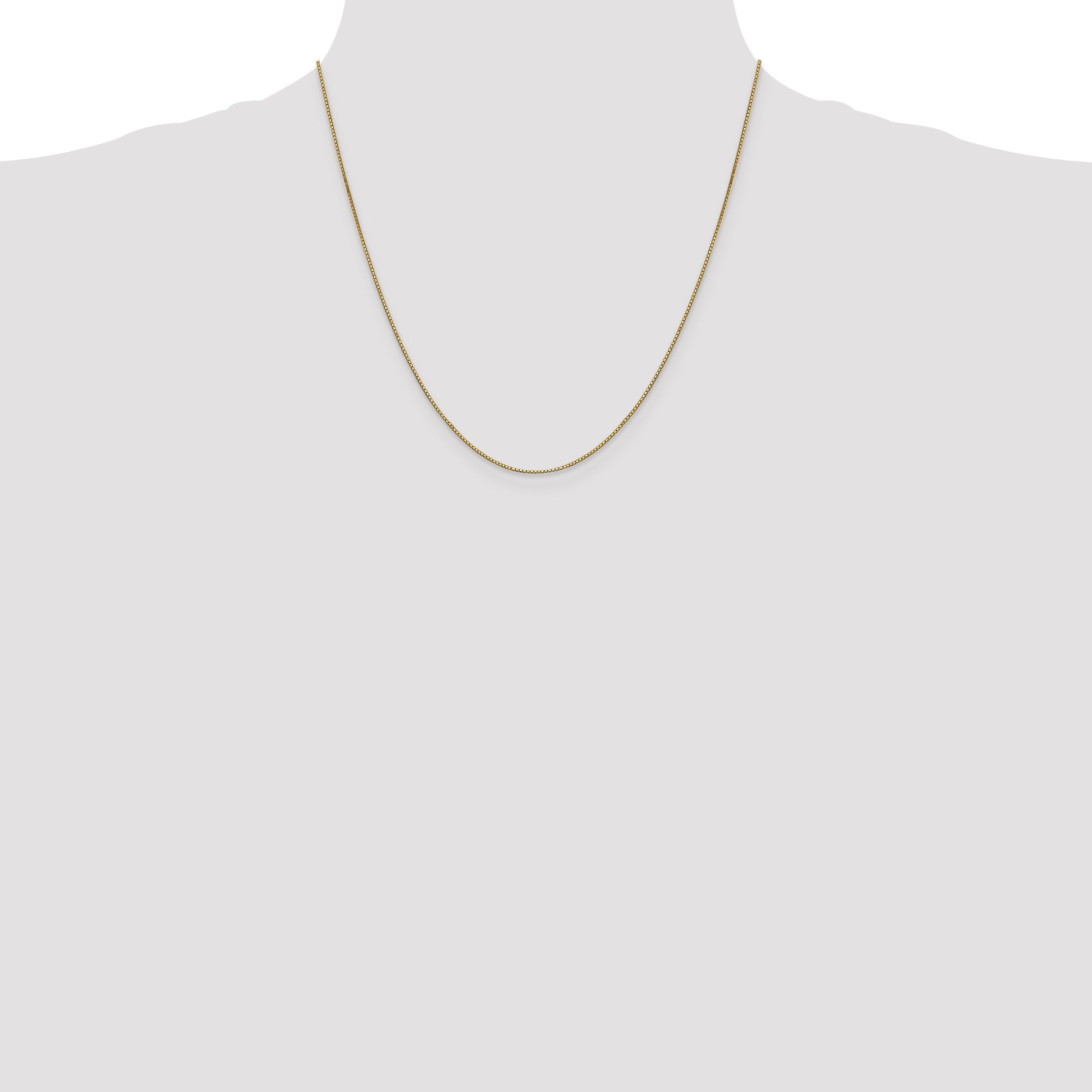 14K Yellow Gold 20 Inch .9mm Box With Lobster Clasp Chain Necklace