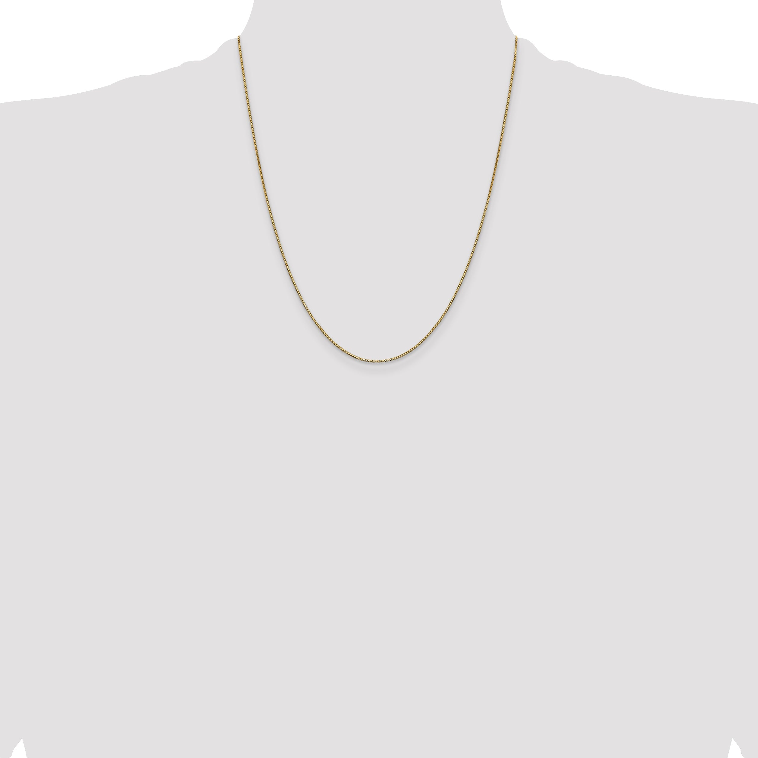 14K Yellow Gold 22 Inch .9mm Box With Lobster Clasp Chain Necklace