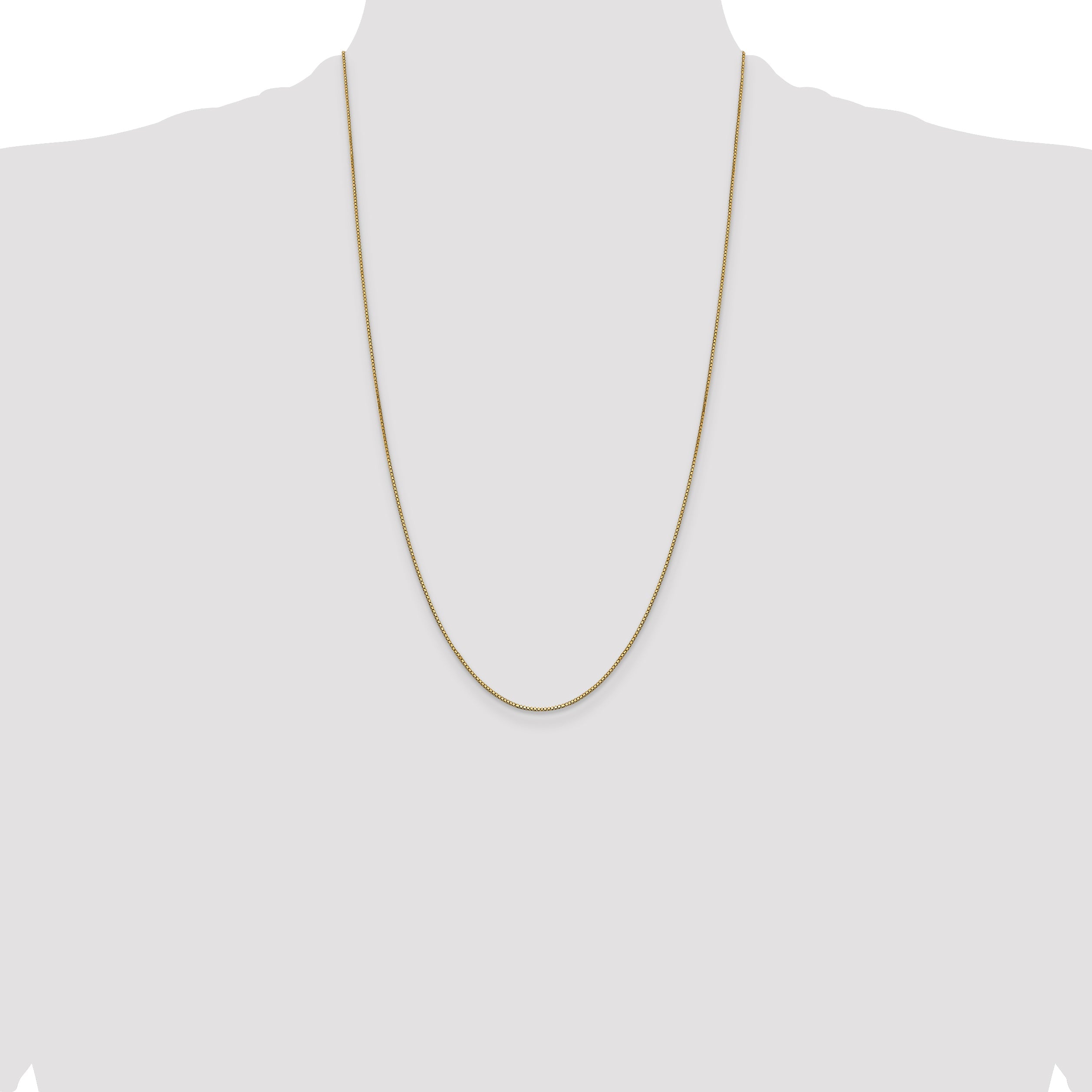 14K Yellow Gold 26 Inch .9mm Box With Lobster Clasp Chain Necklace