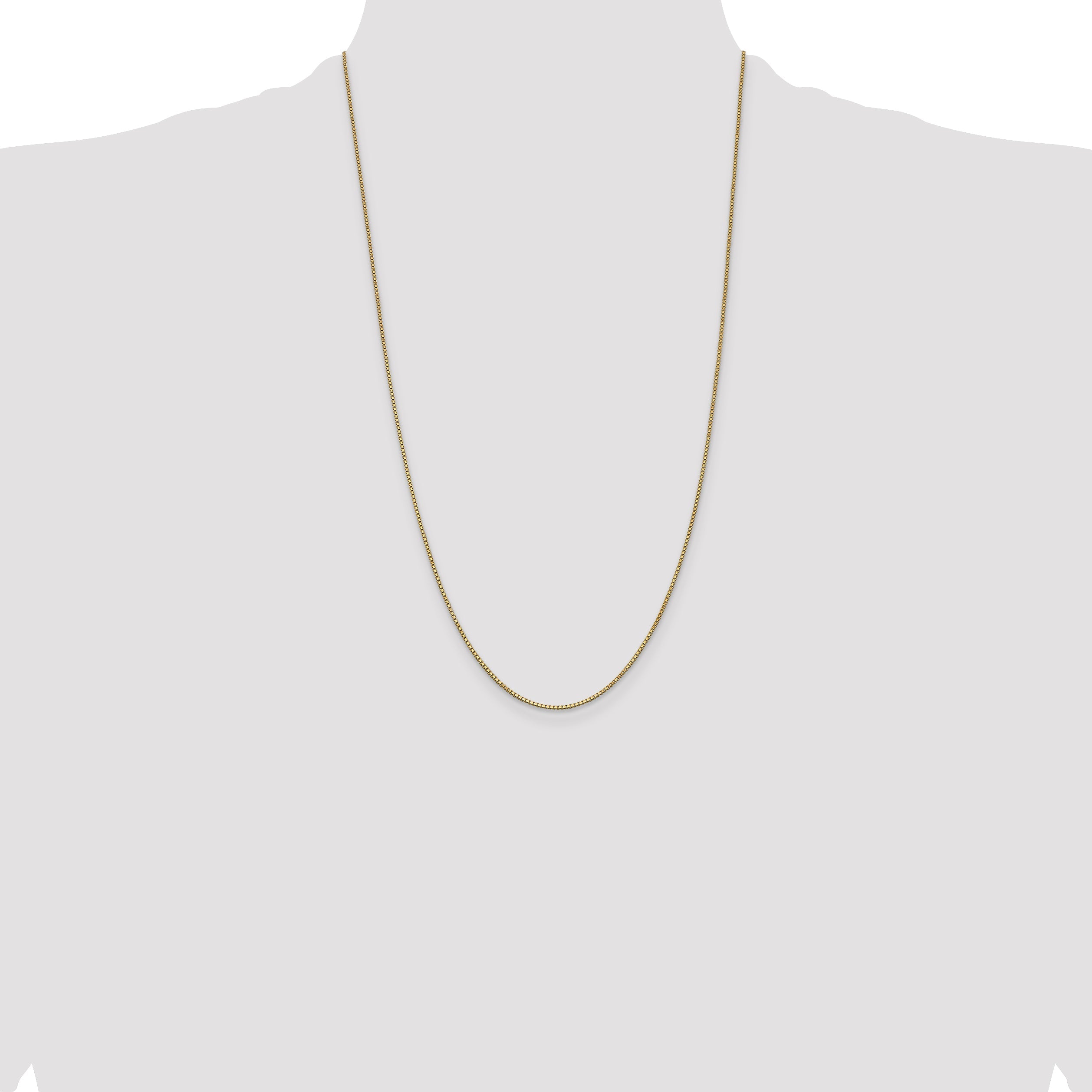14K Yellow Gold 26 Inch 1mm Box With Lobster Clasp Chain Necklace