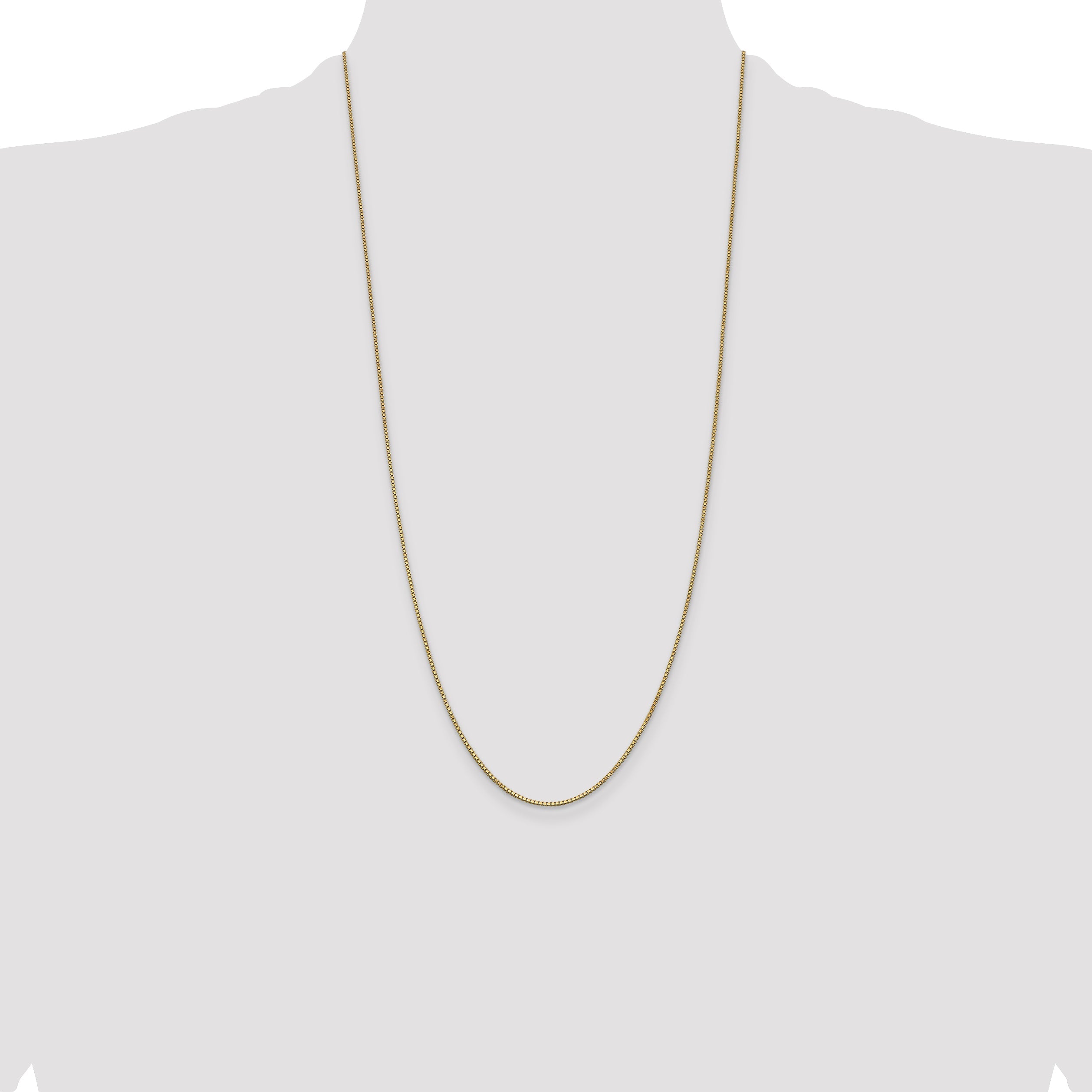 14K Yellow Gold 28 Inch 1mm Box With Lobster Clasp Chain Necklace