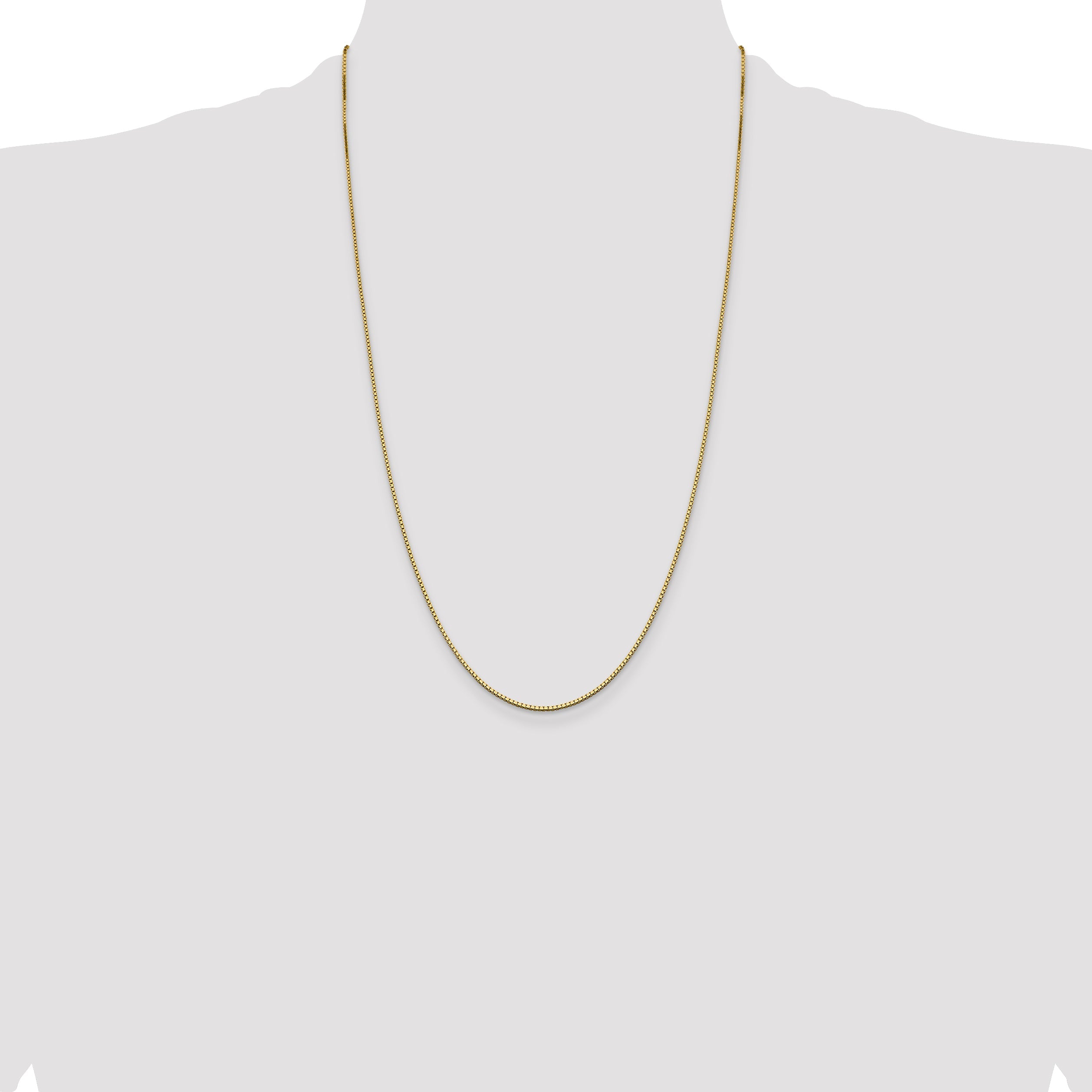 14K Yellow Gold 26 Inch 1.05mm Box With Lobster Clasp Chain Necklace