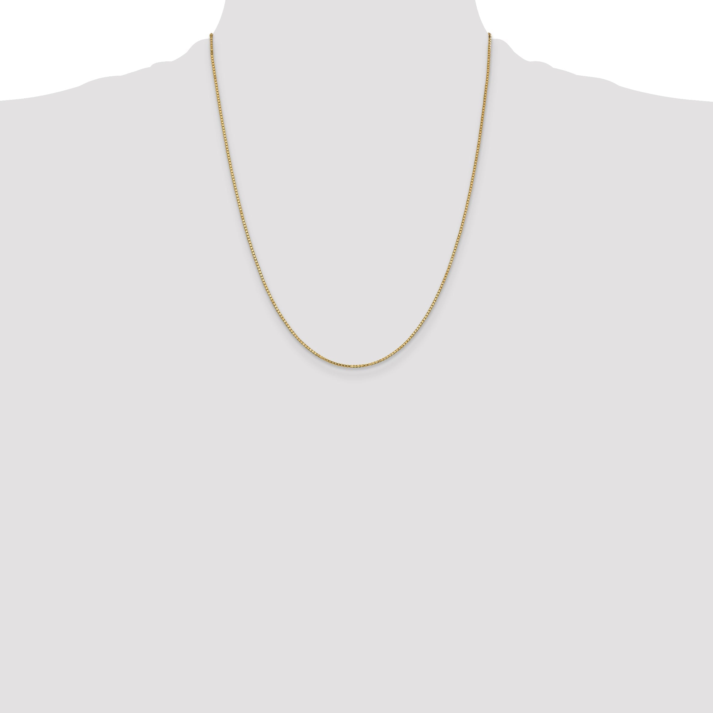 14K Yellow Gold 22 Inch 1.1mm Box With Lobster Clasp Chain Necklace