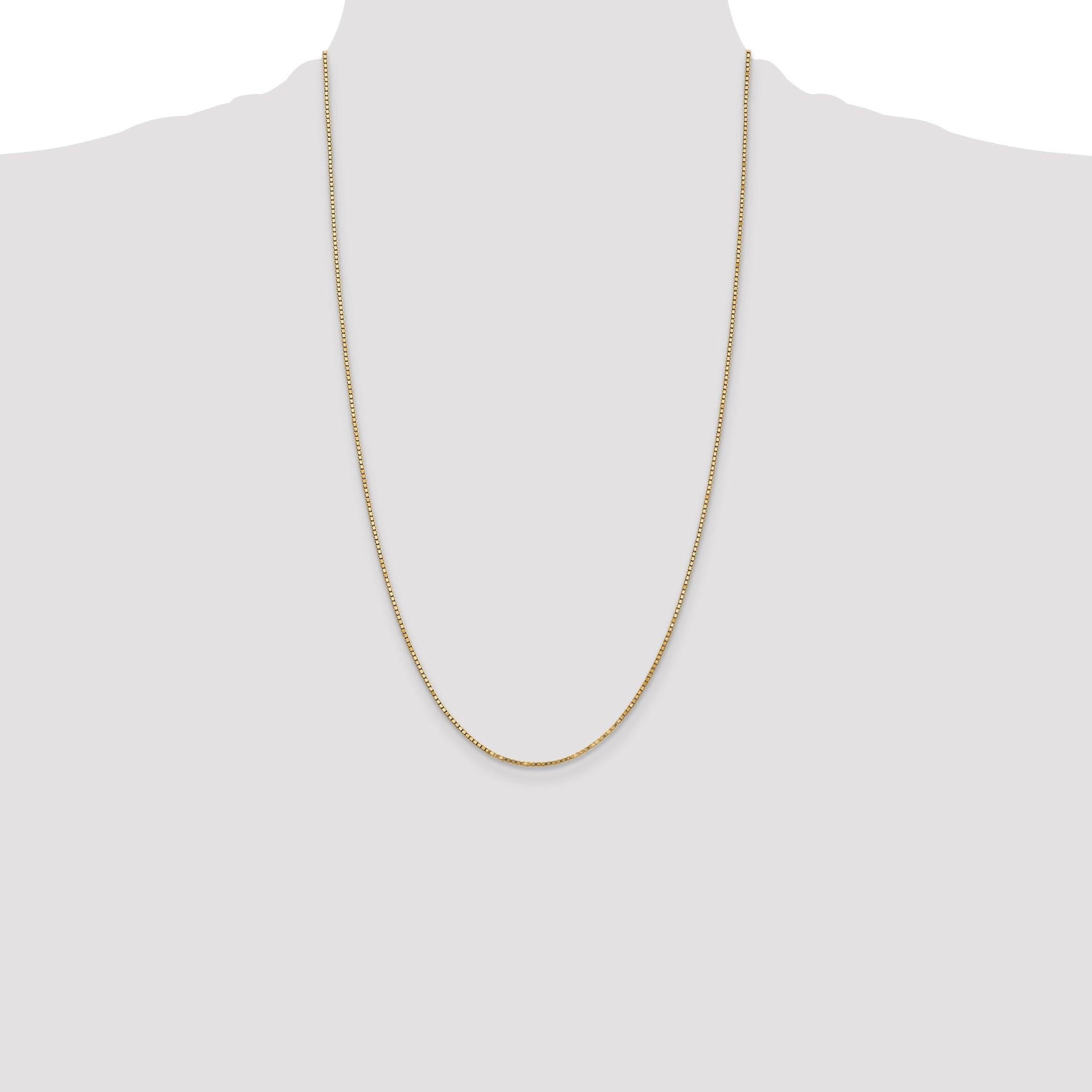 14K Yellow Gold 26 Inch 1.4mm Box With Lobster Clasp Chain Necklace