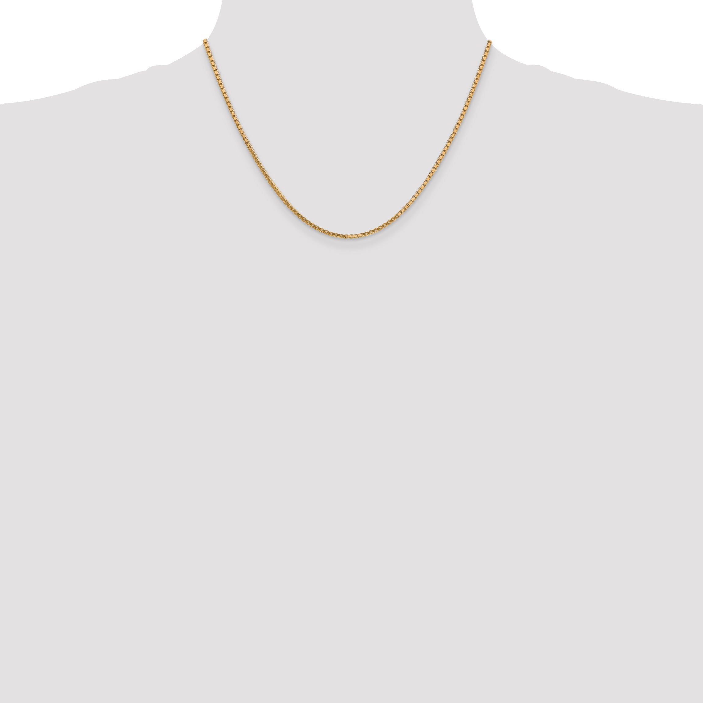 14K Yellow Gold 18 Inch 1.9mm Box With Lobster Clasp Chain Necklace