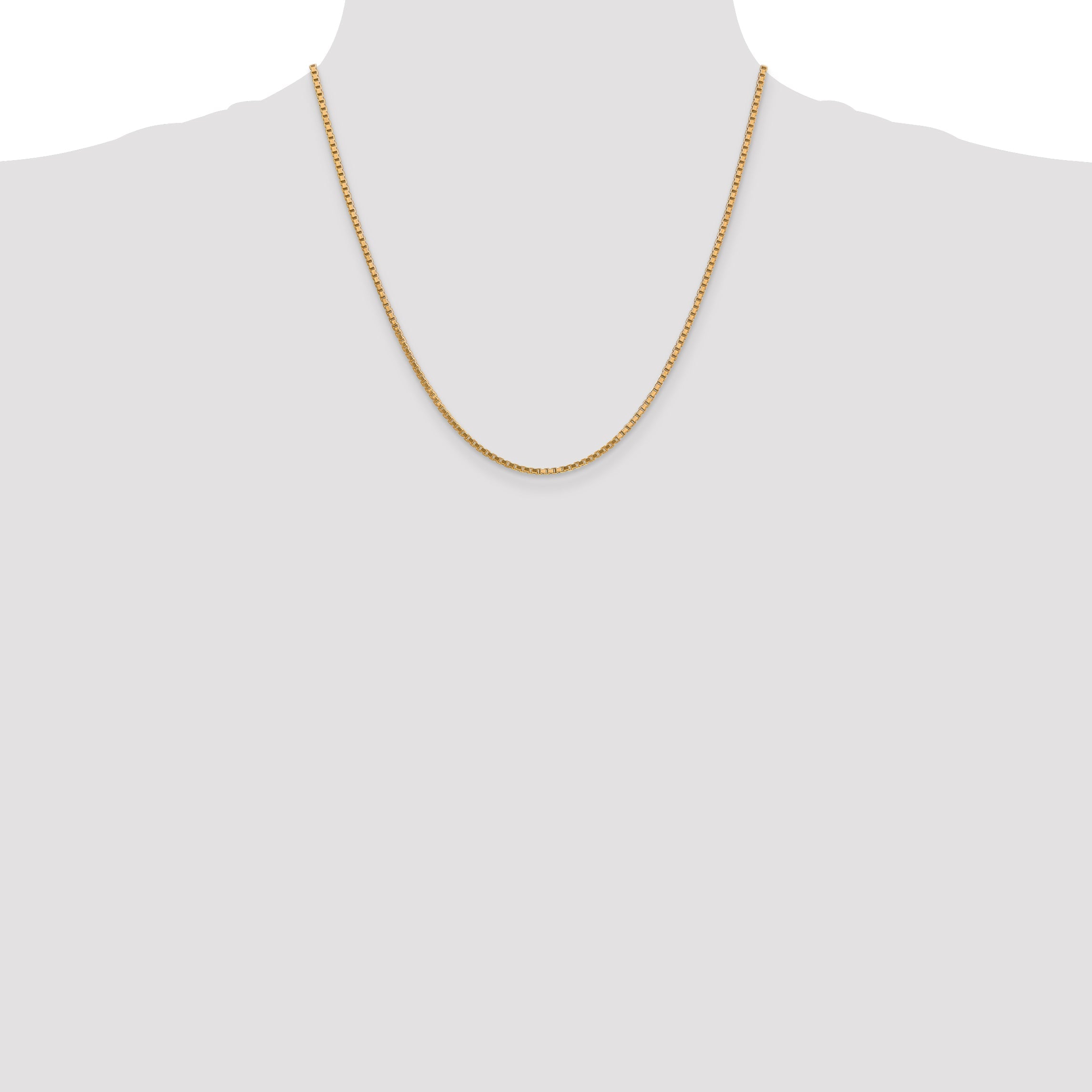 14K Yellow Gold 20 Inch 1.9mm Box With Lobster Clasp Chain Necklace