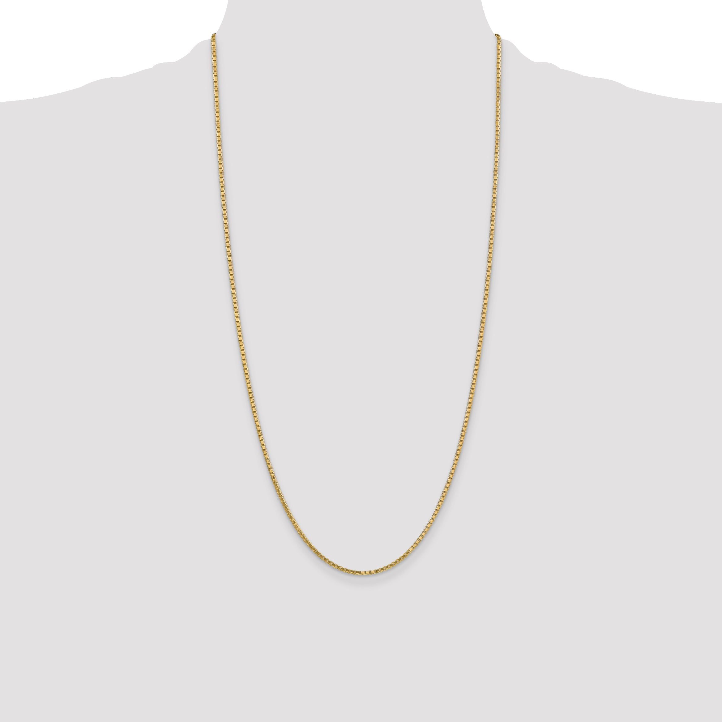 14K Yellow Gold 28 Inch 1.9mm Box With Lobster Clasp Chain Necklace