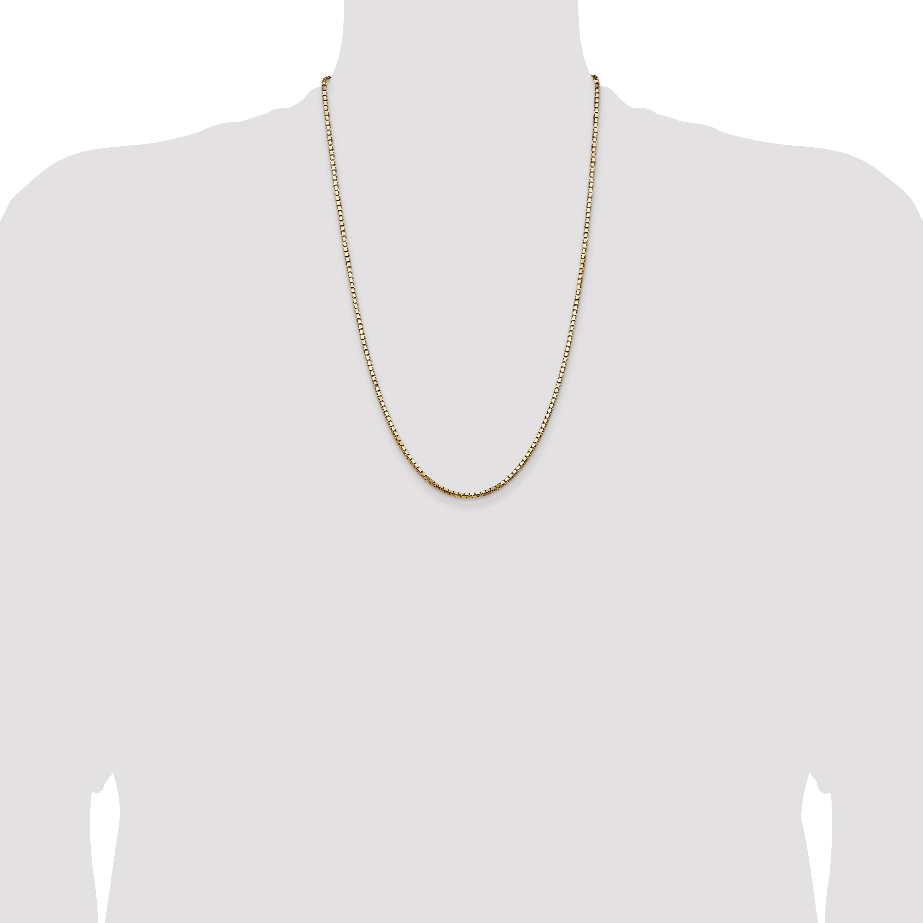14K Yellow Gold 24 Inch 2.5mm Box With Lobster Clasp Chain Necklace