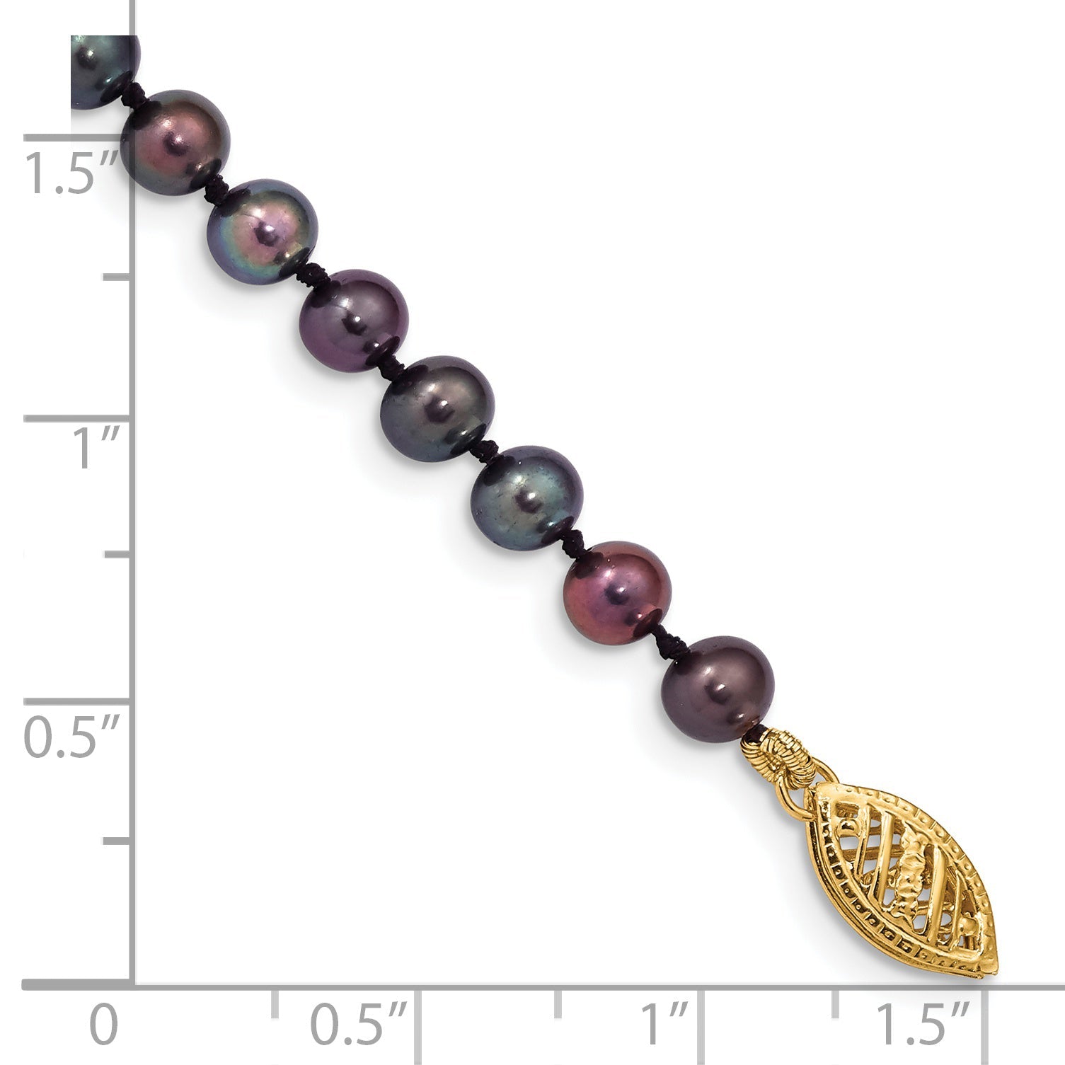 7.5 Inch 14K 4-5mm Black Near Round Freshwater Cultured Pearl Bracelet