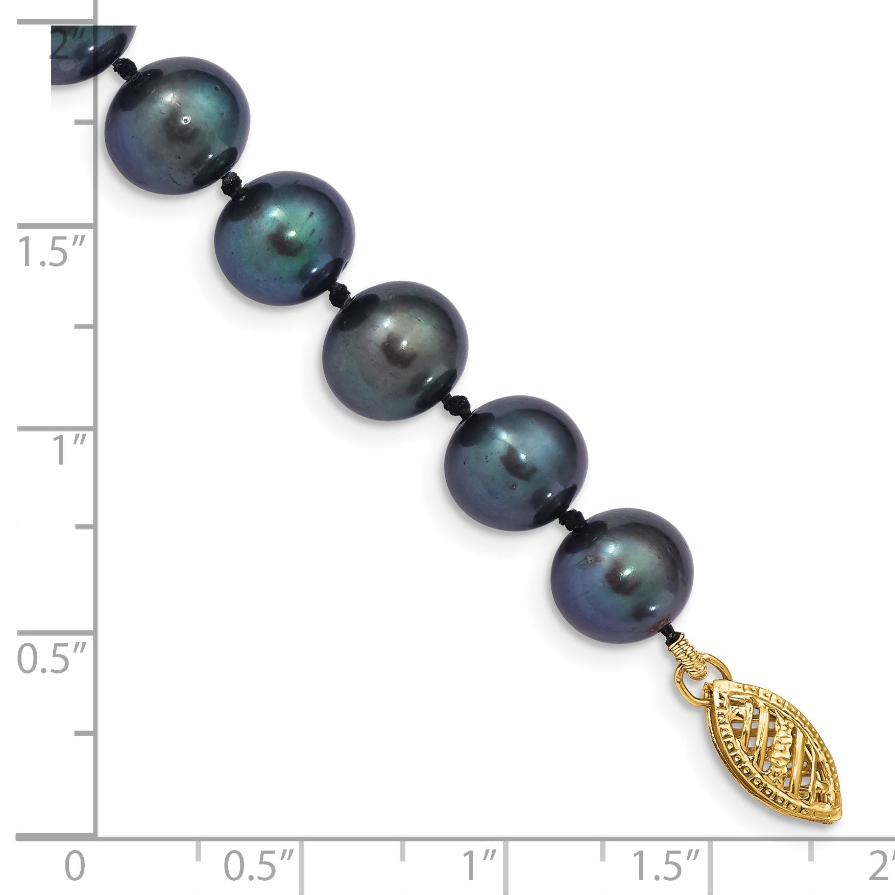 7.5 Inch 14K 8-9mm Black Near Round Freshwater Cultured Pearl Bracelet