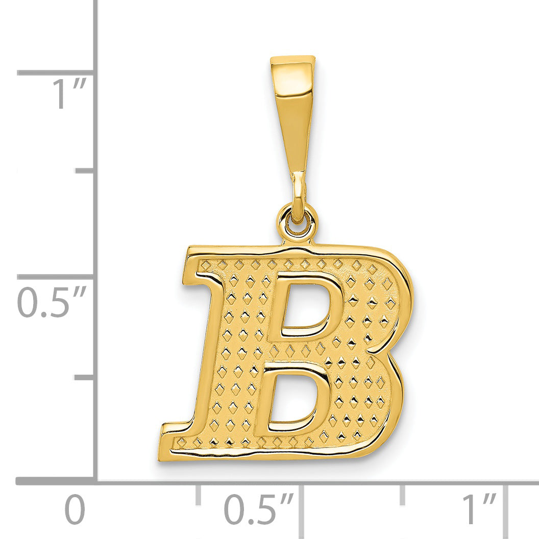 14K Yellow Gold Textured Initial B Charm