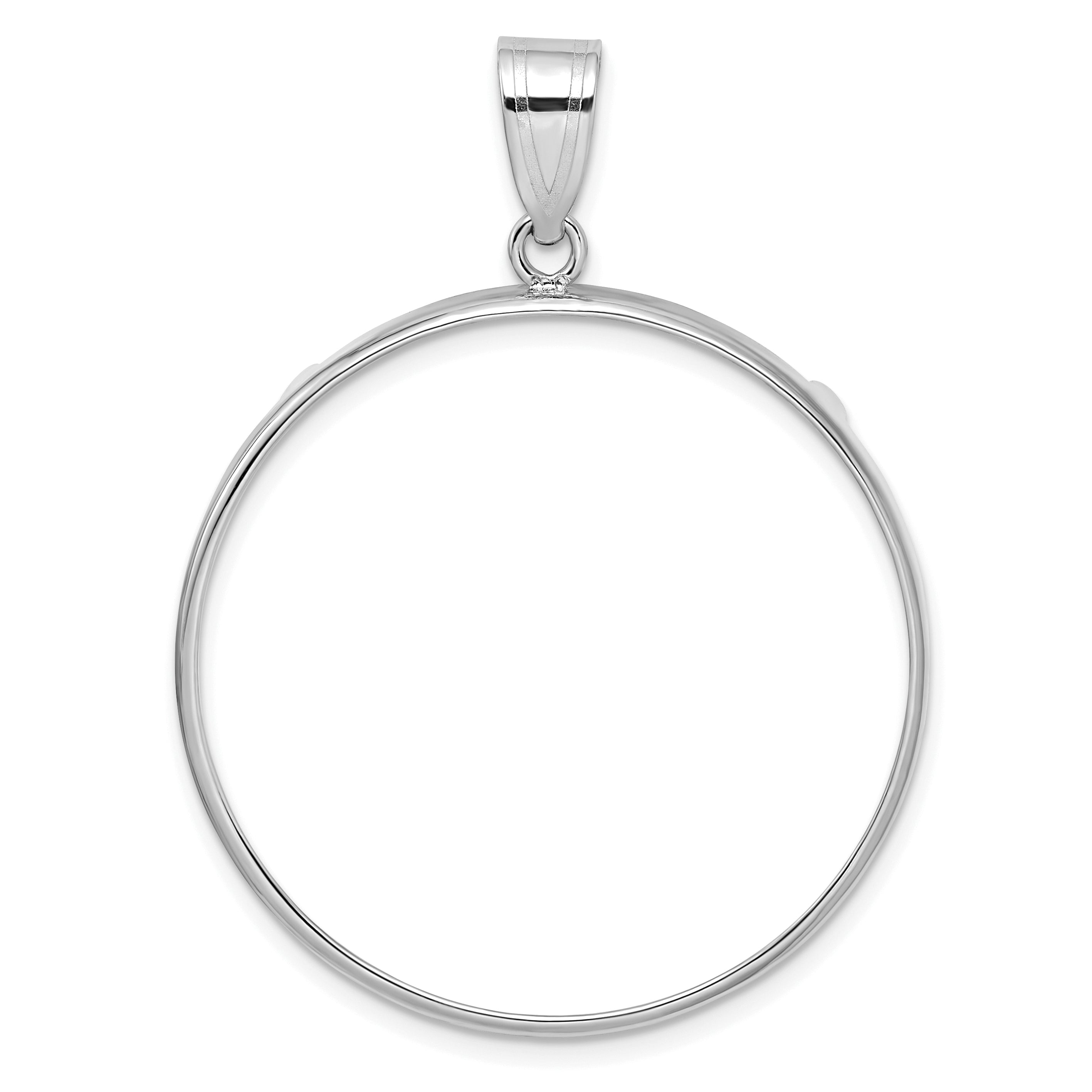 14K White Gold Wideband Distinguished Coin Jewelry Polished 32.7mm Prong Bezel Pendant