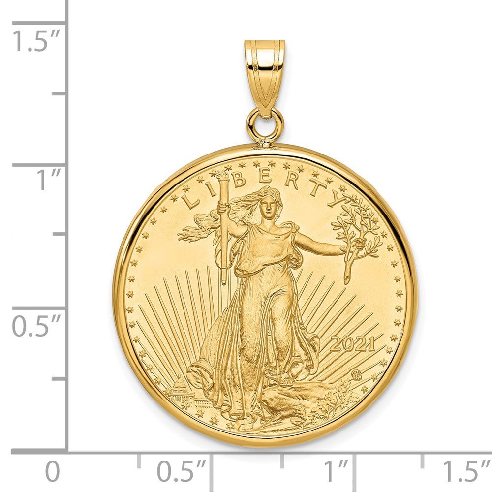 10K Yellow Gold Wideband Distinguished Coin Jewelry Polished Mounted 1/2Oz American Eagle Prong Bezel Pendant