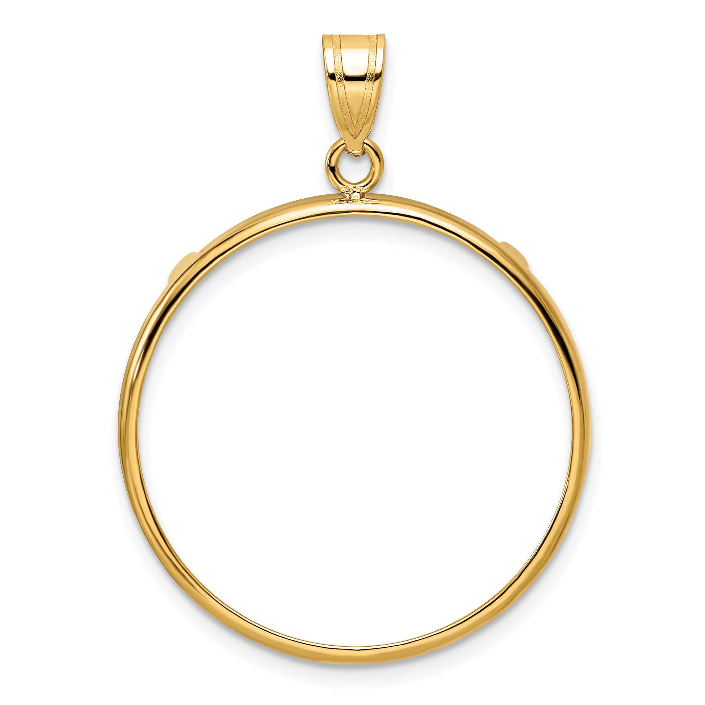 10K Yellow Gold Wideband Distinguished Coin Jewelry Polished 27.0mm Prong Bezel Pendant