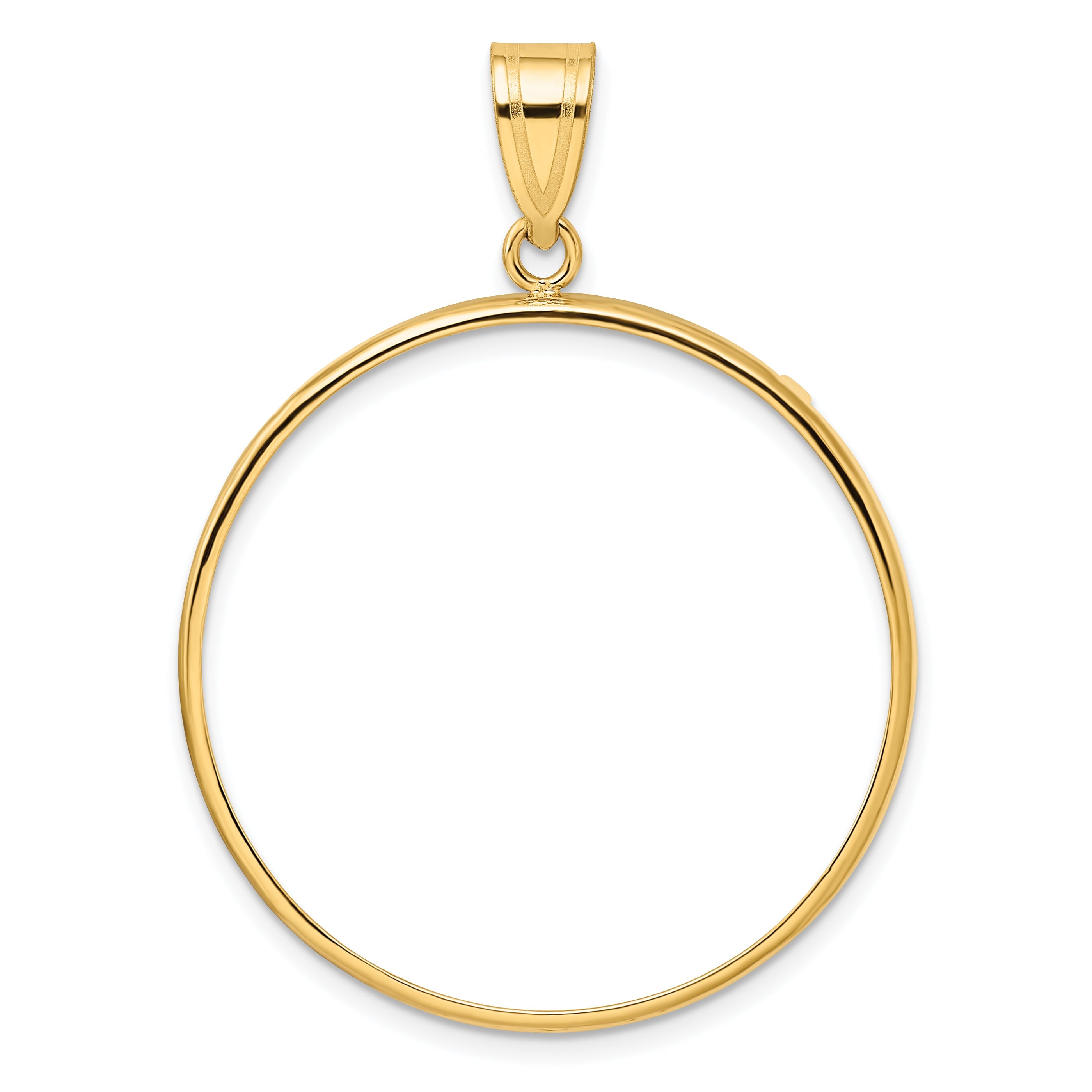 10K Yellow Gold Wideband Distinguished Coin Jewelry Polished 32.0mm Prong Bezel Pendant