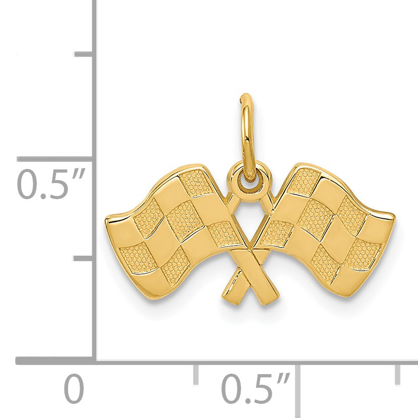 14K Yellow Gold Racing Flags Charm