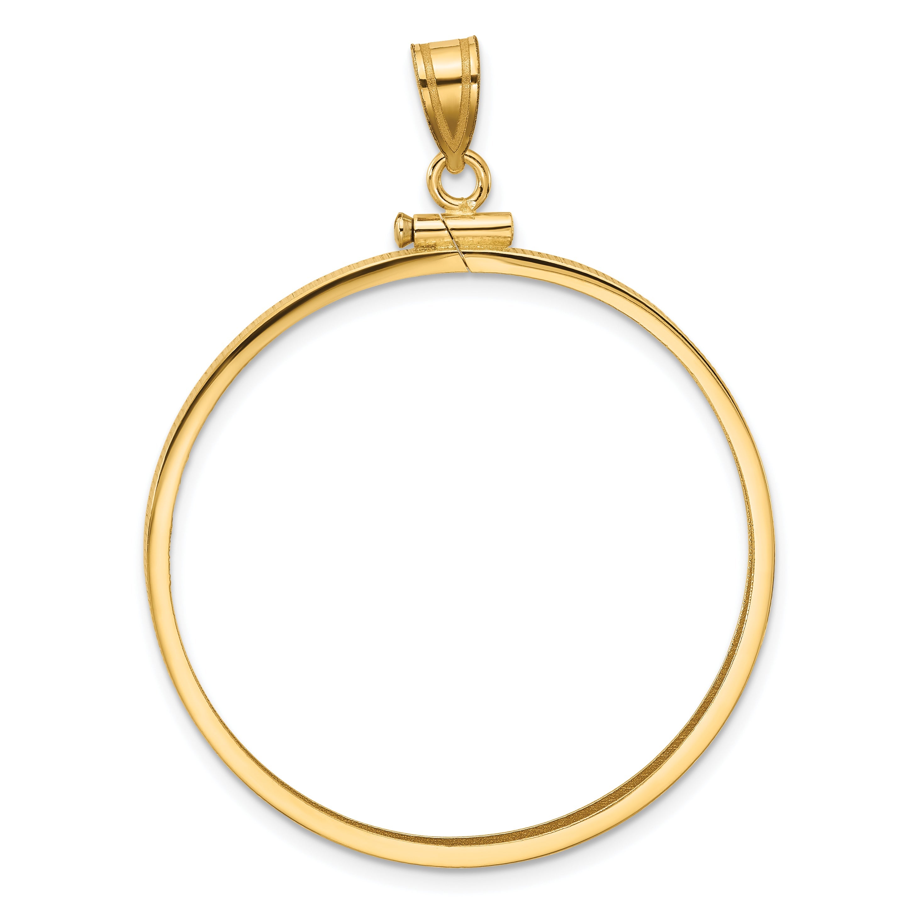10K Yellow Gold Wideband Distinguished Coin Jewelry Polished 34.2mm X 2.85mm Screw Top Bezel Pendant
