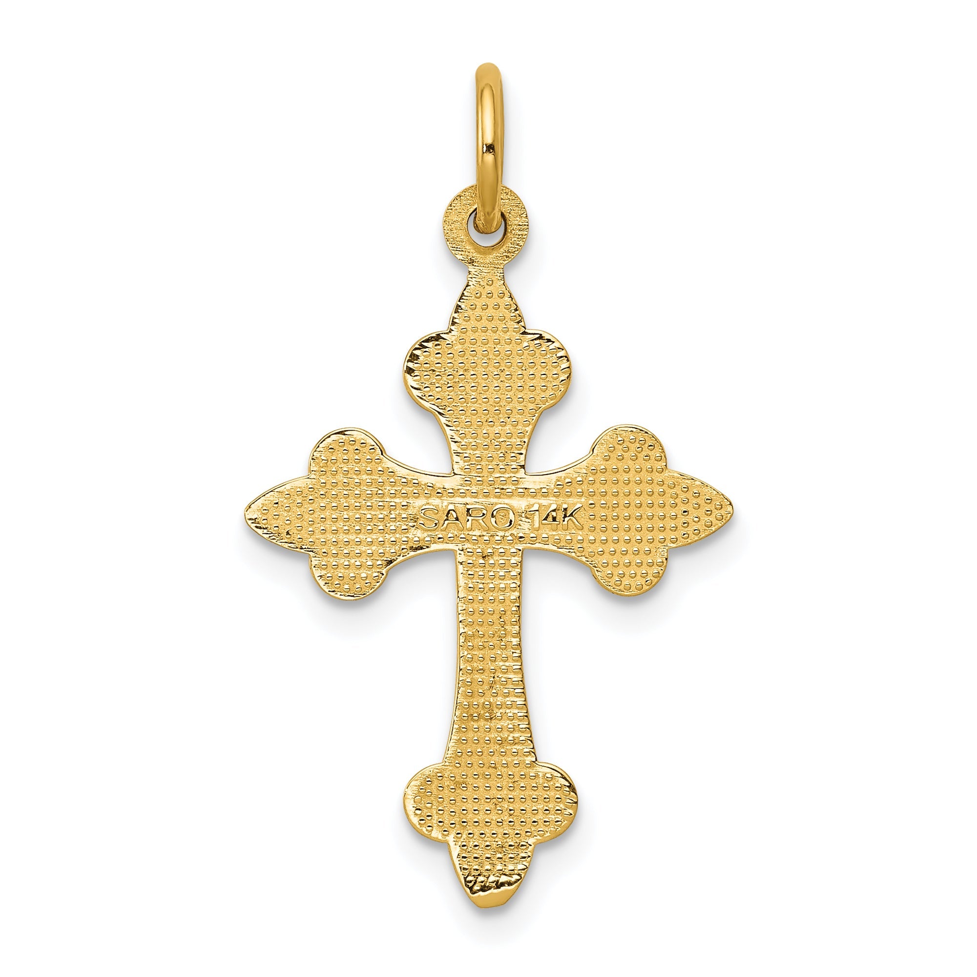 14K Yellow Gold Fleur De Lis Cross Pendant