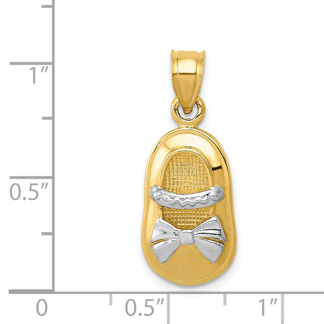 14K Yellow & Rhodium W/ White Polished Girl Shoe Pendant