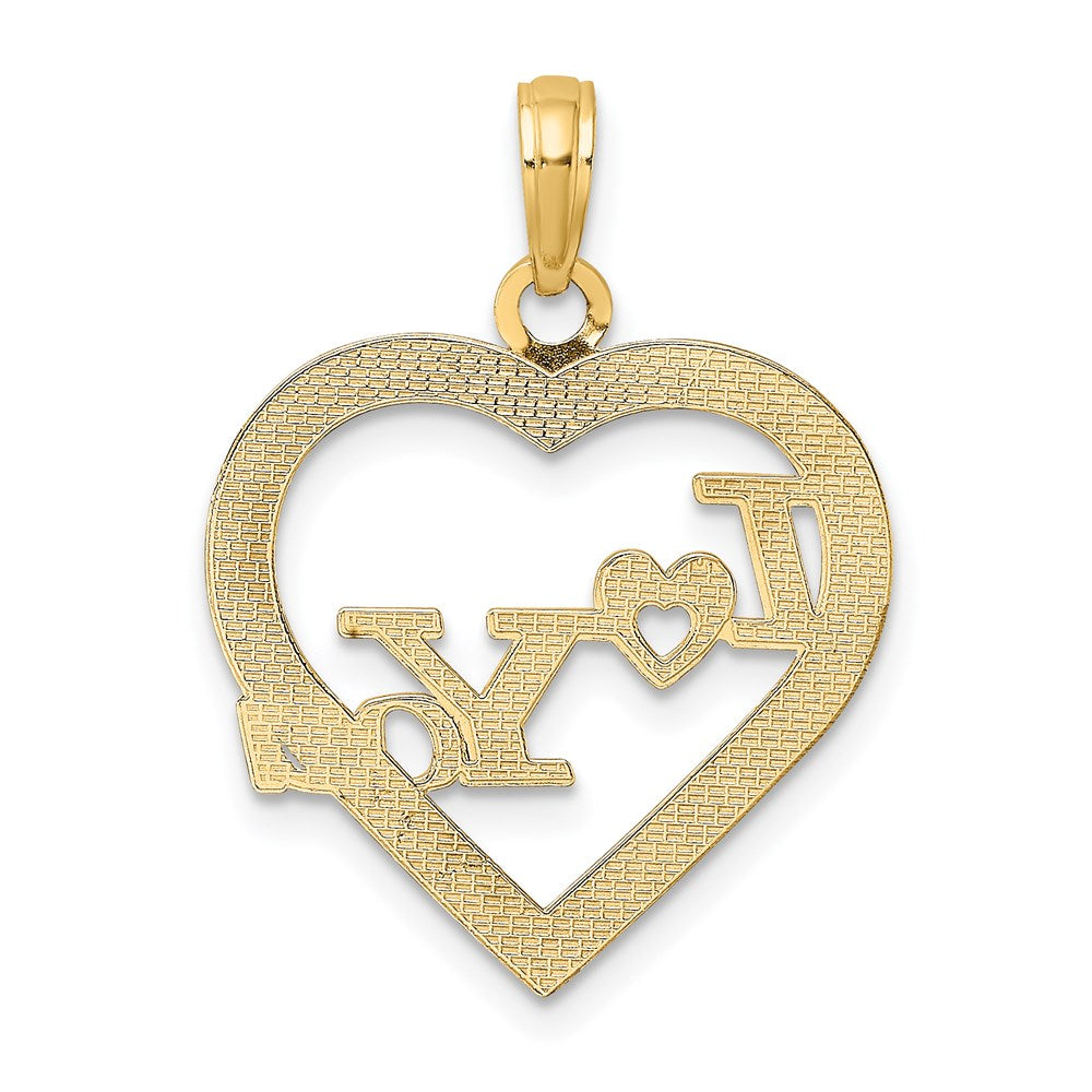14K Yellow Gold I Heart You In Frame Charm