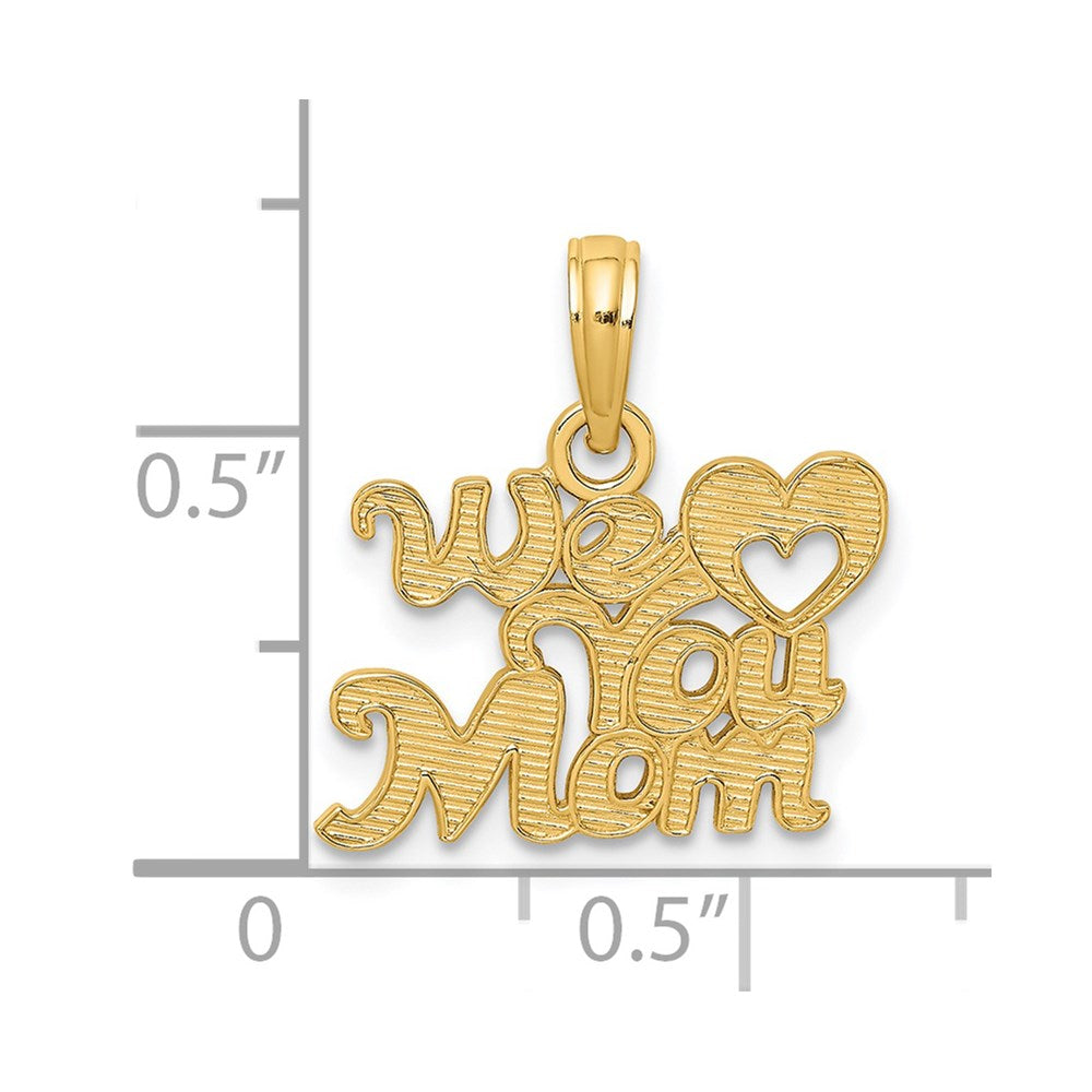 14K Yellow Gold We Heart You Mom Charm
