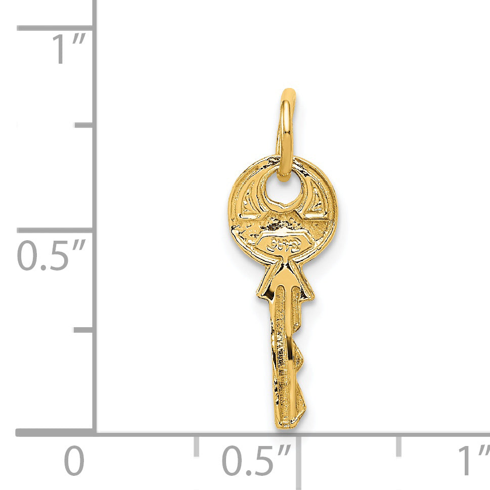 14K Yellow Gold Polished 3D Rounded Top Key Charm