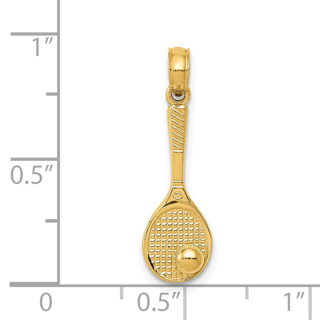 14K Yellow Gold Tennis Racquet And Ball Charm