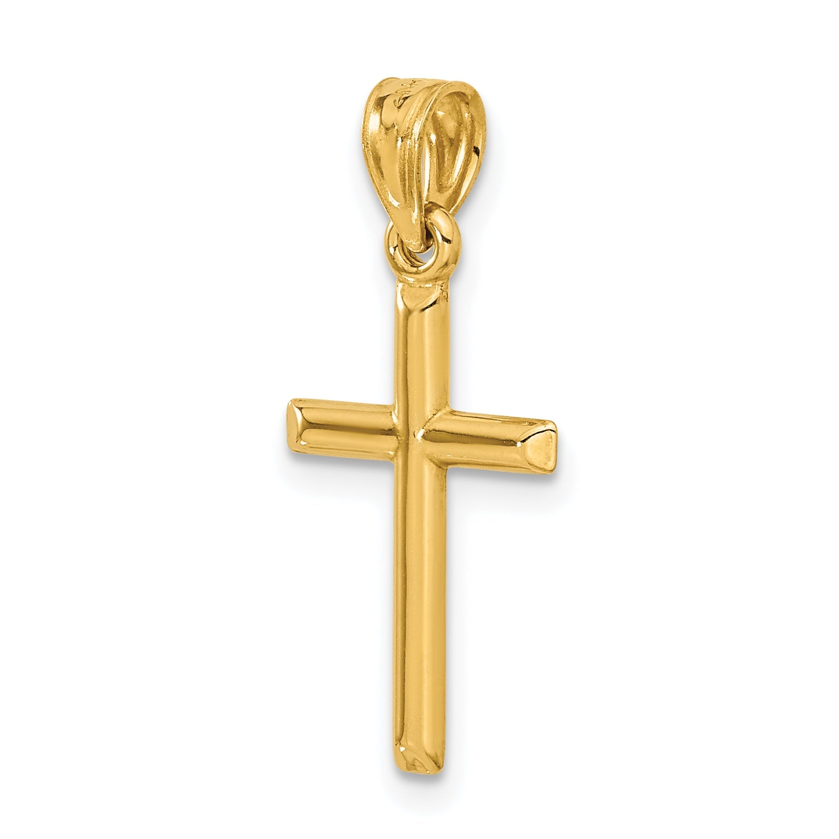 14K Yellow Gold Polished Hollow Cross Pendant